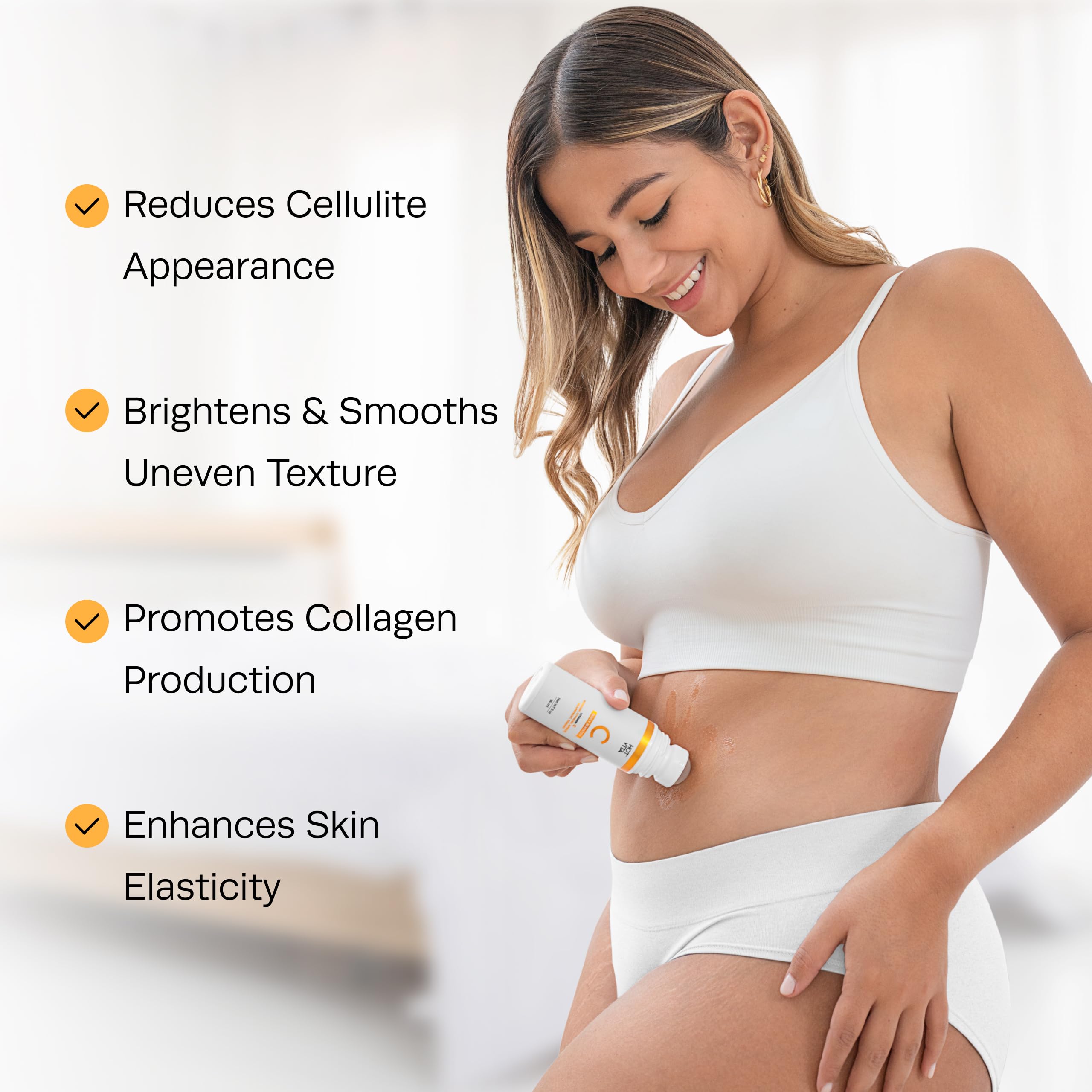 Hot Vita Vitamin C Body Serum – Hydrating & Firming Natural Blend with Rosehip & Cypress Oils – Evens Skin Tone, Reduces Cellulite, Boosts Radiance & Collagen – Perfect for Dry Skin & Anti-Aging Routine