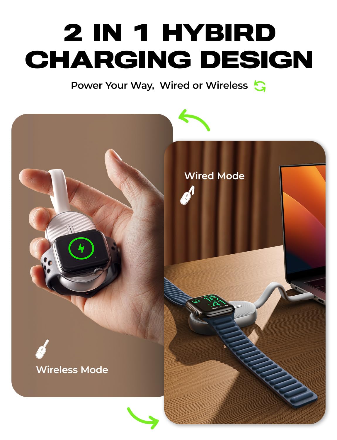 LISEN Portable 1200mAh Wireless Keychain Charger for Apple Watch Series 10/9/8/7/6/5/4/SE/Ultra - Fast Charging Power Bank | Perfect for Travel, Gym & On-the-Go Charging