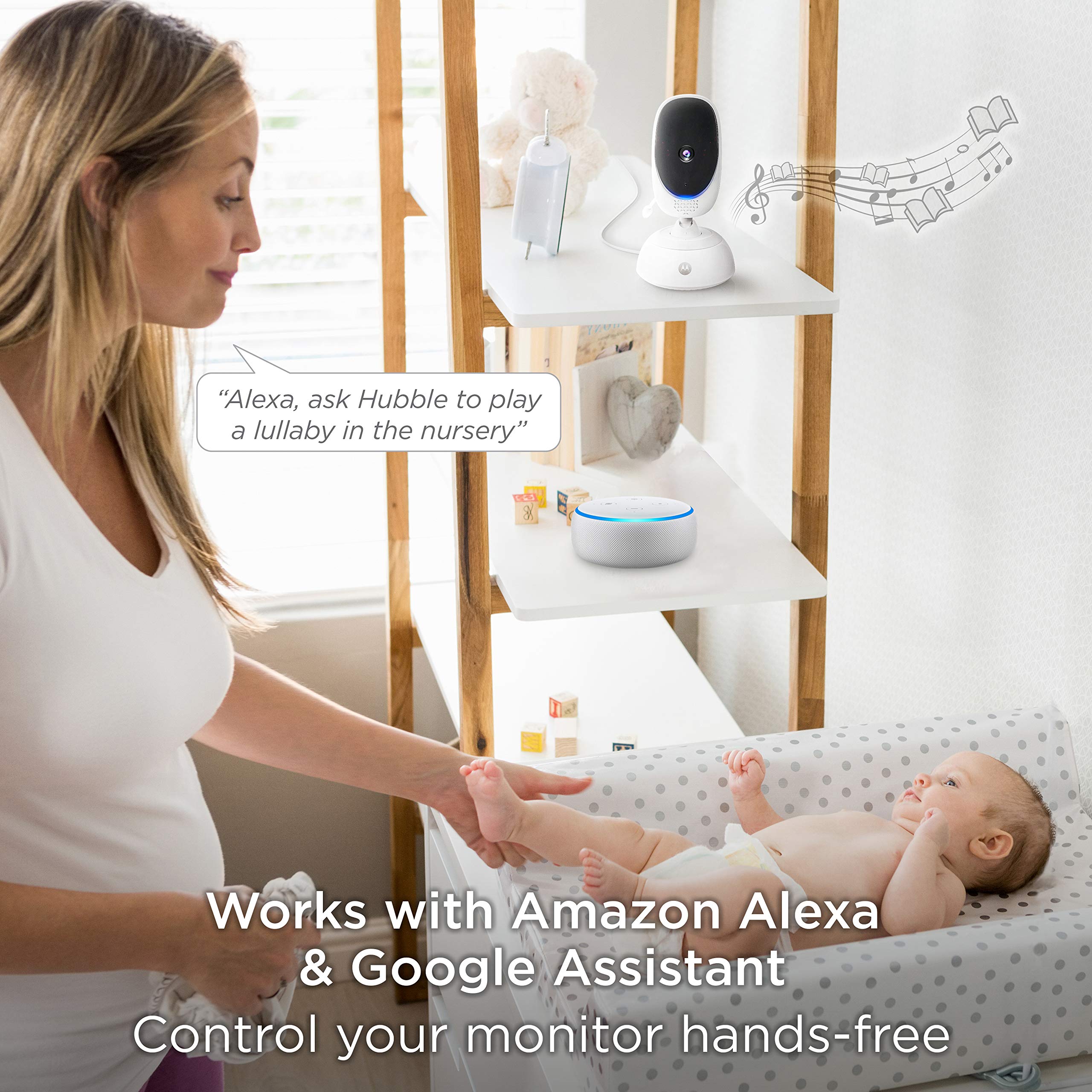 Motorola Connect40 Wireless Security Camera with WiFi & Voice Assistant - Baby, Elderly, Pet Monitoring System - Digital Pan/Tilt/Zoom & Night Vision - Home Security, Family Intercom, Smart Home Surveillance