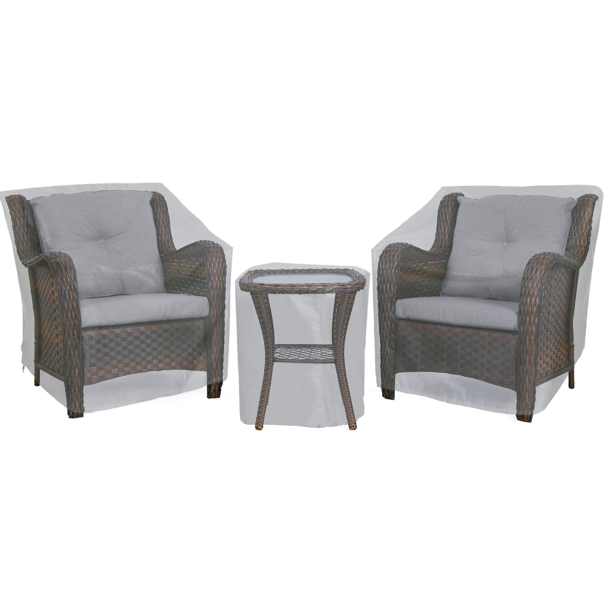 **Waterproof Outdoor Furniture Covers - 3-Piece Bistro Set & 2-Chair Sofa Set with Coffee Table Cover, Grey - Durable Patio Protection for All Weather Conditions**