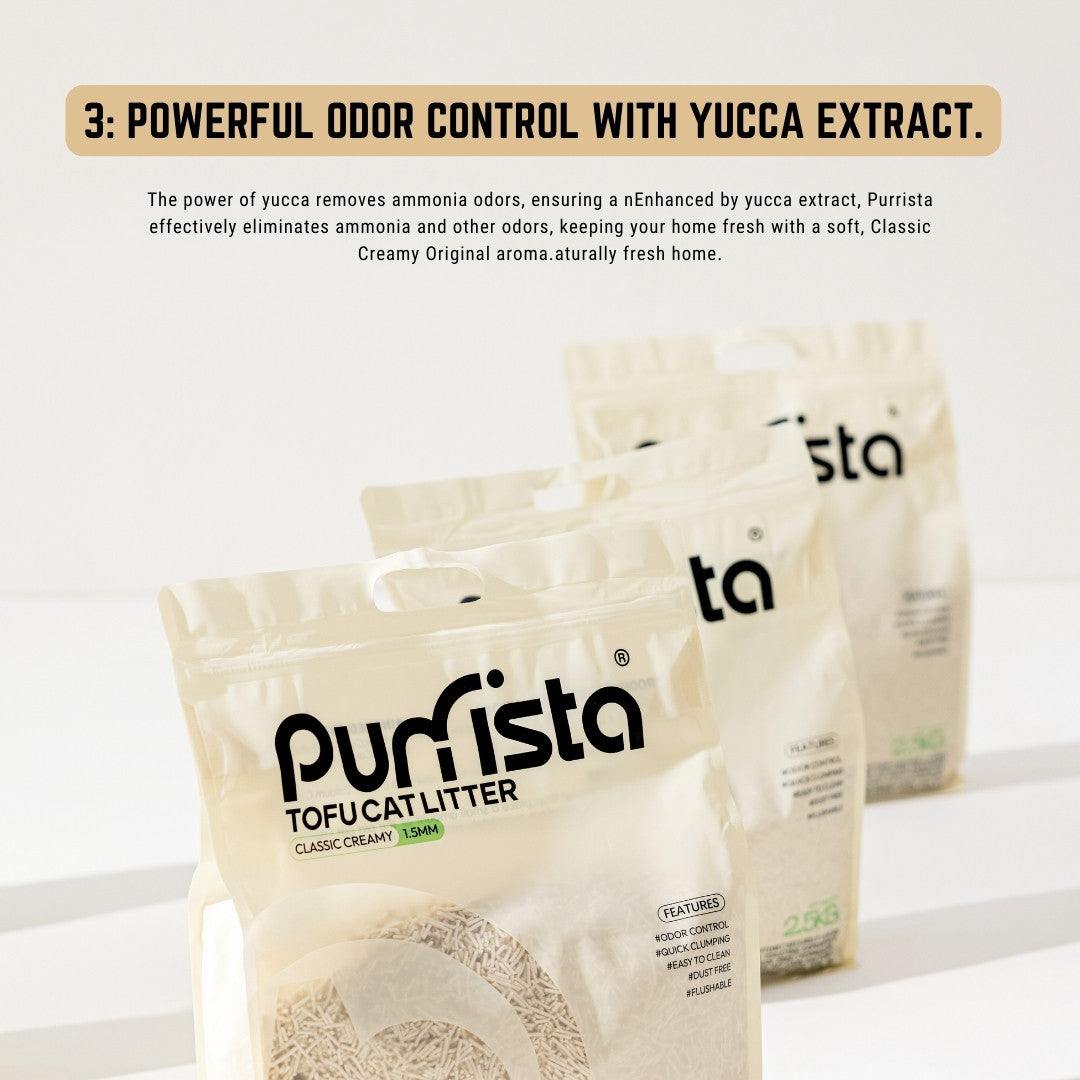 Purrista Classic Creamy Original Tofu Cat Litter 2.5kg - Natural, Clumping, Odor Control for Cats - Perfect for Multi-Cat Homes & Small Spaces