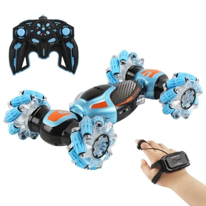 Junona 4WD Remote Control Car for Kids & Adults - 2.4GHz Gesture Sensor RC Stunt Crawler with LED Lights & Music, Hand Controlled Transformable Toy Car - Best Gift for Boys & Girls (Multicolor) - Perfect for Indoor Play, Outdoor Adventures & Birthday Presents