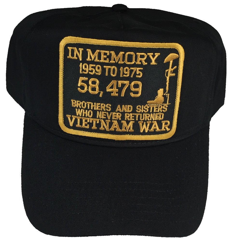 Vietnam War Veteran Hat - Black Memorial Cap for 58,479 Fallen Soldiers | Patriotic Military Accessory for Veterans Day, Memorial Day & Historical Reenactments