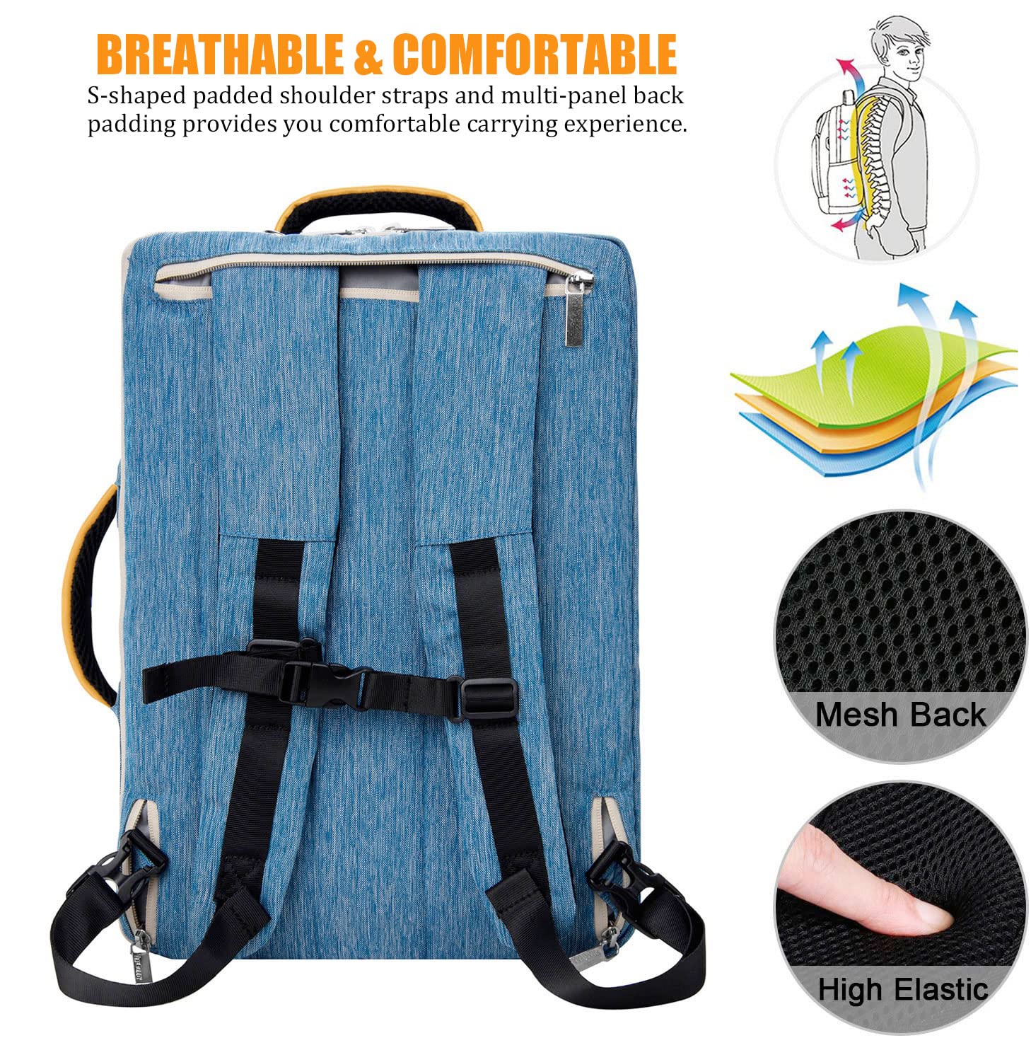 ROXIE 14 Inch Laptop Backpack for MacBook Pro 14 & Air 13 - Convertible Shoulder Bag with iPad Pro 13 Compatibility | Perfect for Work, Travel & College Students