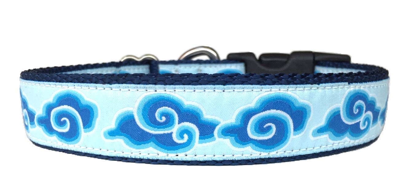 Premium Blue Clouds Dog Collar for Medium to Large Dogs | Handcrafted in USA | Durable & Adjustable Pet Collar for Daily Walks, Training & Outdoor Adventures
