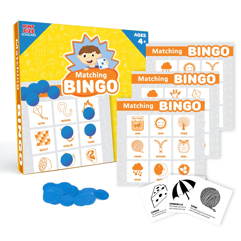 Educational Bingo Game Set - Fun Matching Game for Kids & Classroom Learning Activities | Perfect for Family Game Night, ESL Lessons & Cognitive Development