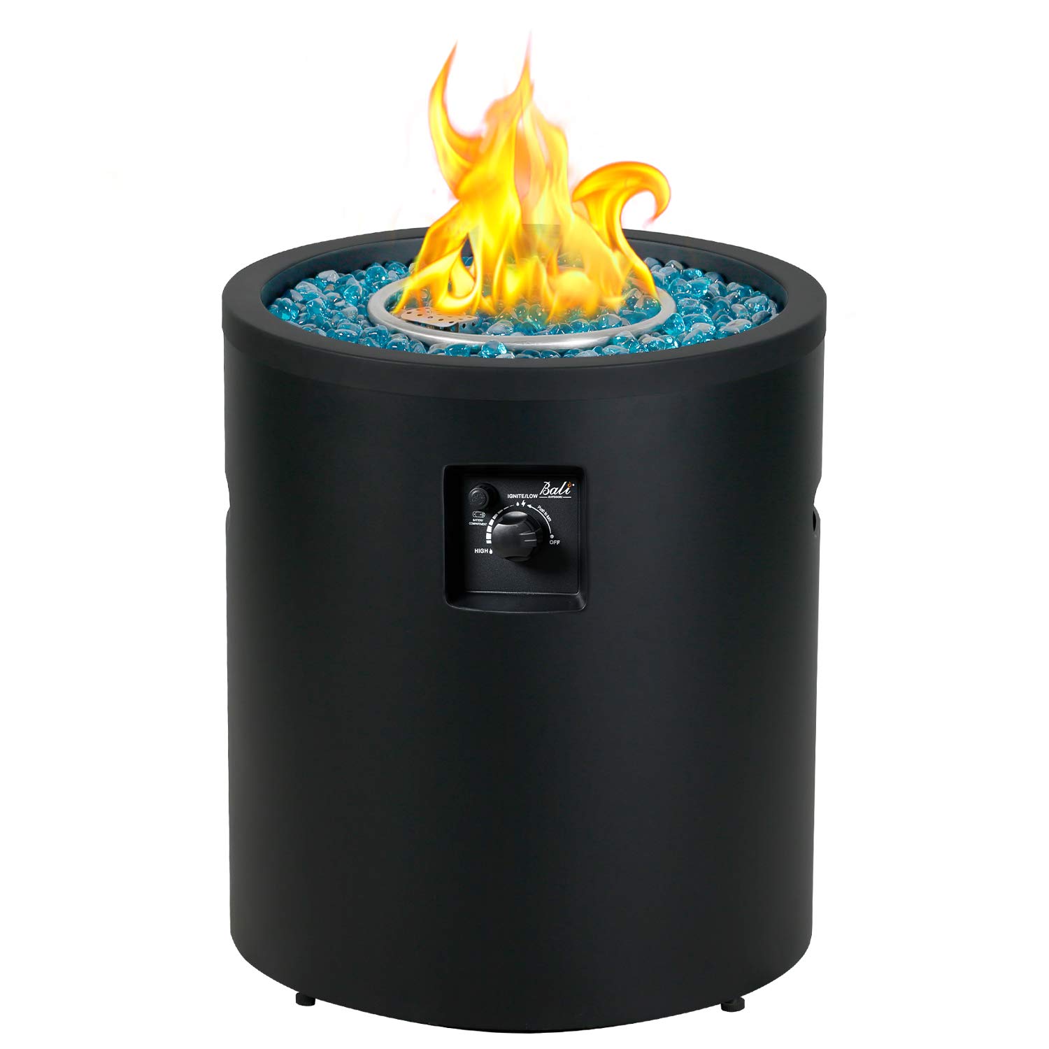 50,000 BTU Black Propane Fire Pit for Outdoor Patio, Garden & Backyard - 23 Inch Round Fire Pit with High Heat Output - Perfect for Camping, BBQ Parties & Cozy Nights