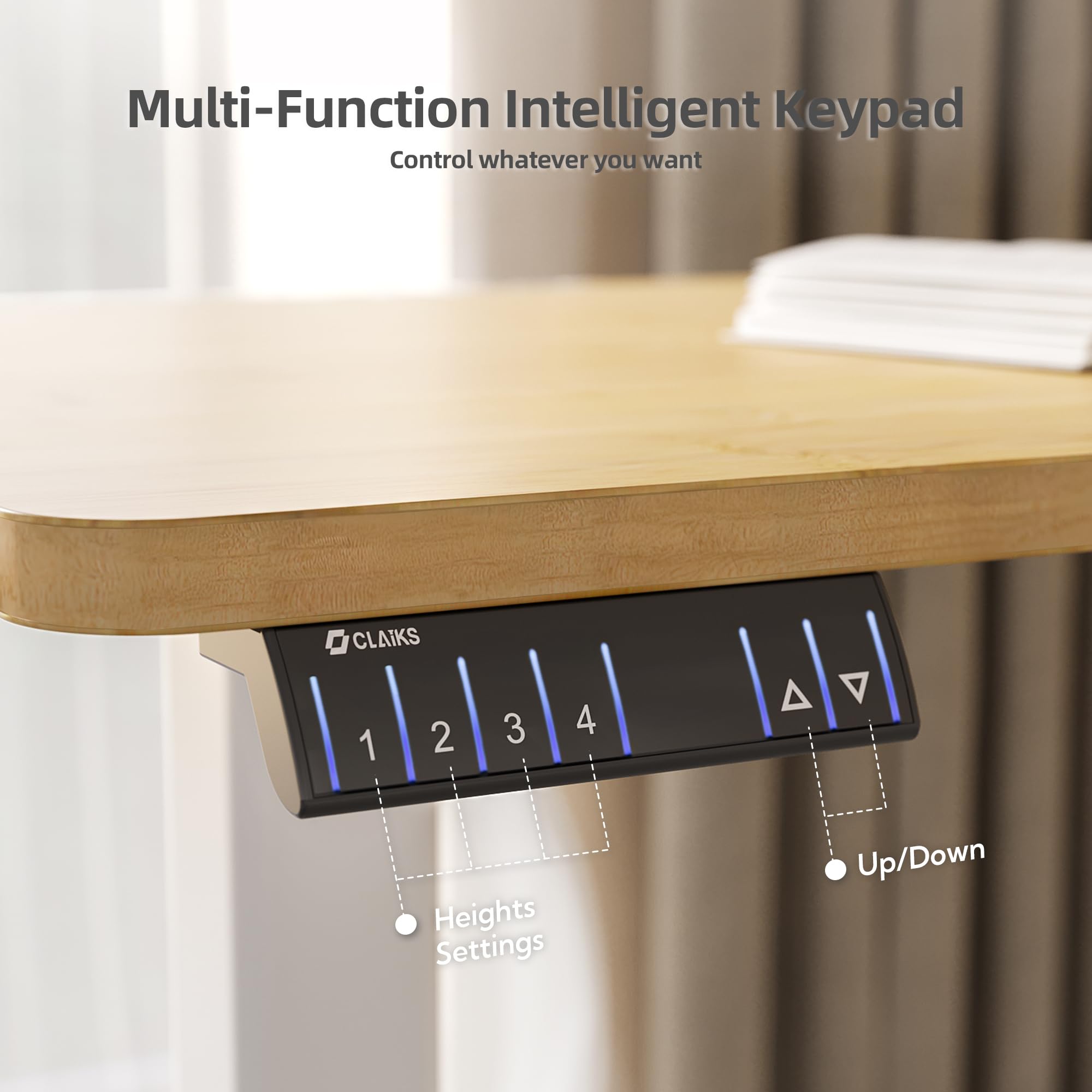 Claiks L-Shaped Electric Standing Desk with Dual Motor - Adjustable Height 63x55 Inch Bamboo Desktop with Splice Board | Home Office & Gaming Workstation for Ergonomic Comfort