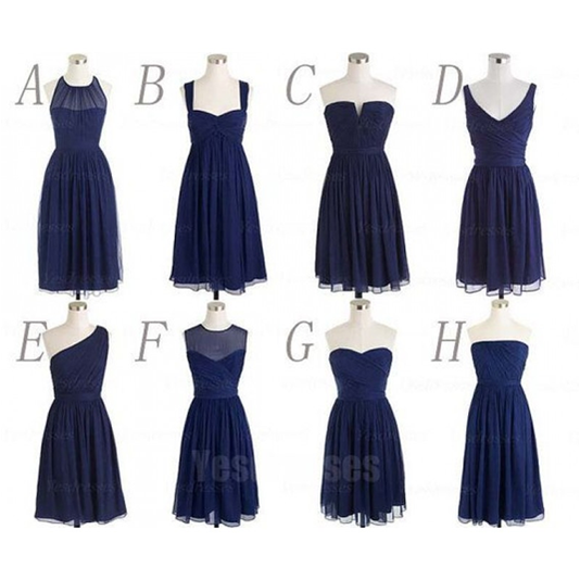 Affordable Navy Blue Bridesmaid Dresses - Elegant Floor-Length Chiffon Gowns for Weddings & Formal Events (Style #16327) - Perfect for Wedding Parties, Proms & Special Occasions