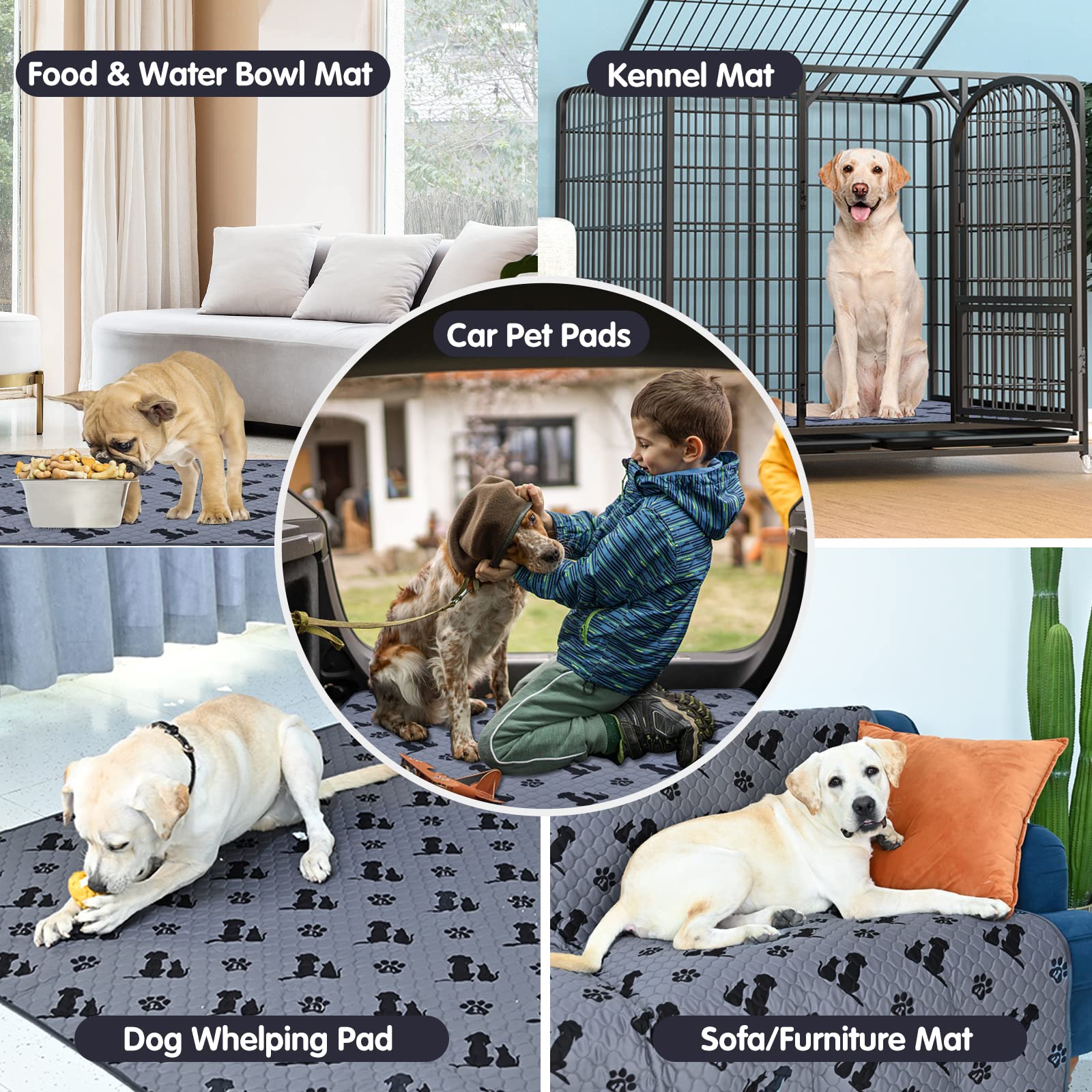 JUMEIHUI Washable & Reusable Dog Pee Pads - Non-Slip Extra Large Pet Training Pads (24x36 Inches, 2-Pack) for Indoor Playpen, Crate Training & Puppy Housebreaking