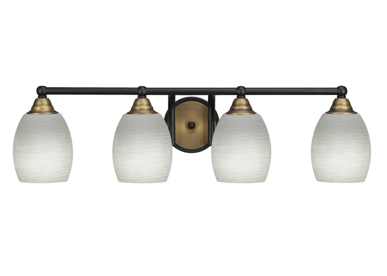 Toltec Lighting Paramount 4-Light Bathroom Vanity Light Bar in Matte Black & Brass - Modern Bathroom Lighting Fixture for Vanity Mirror (3424-MBBR-615) - Perfect for Master Bath, Powder Room & Spa-Style Decor