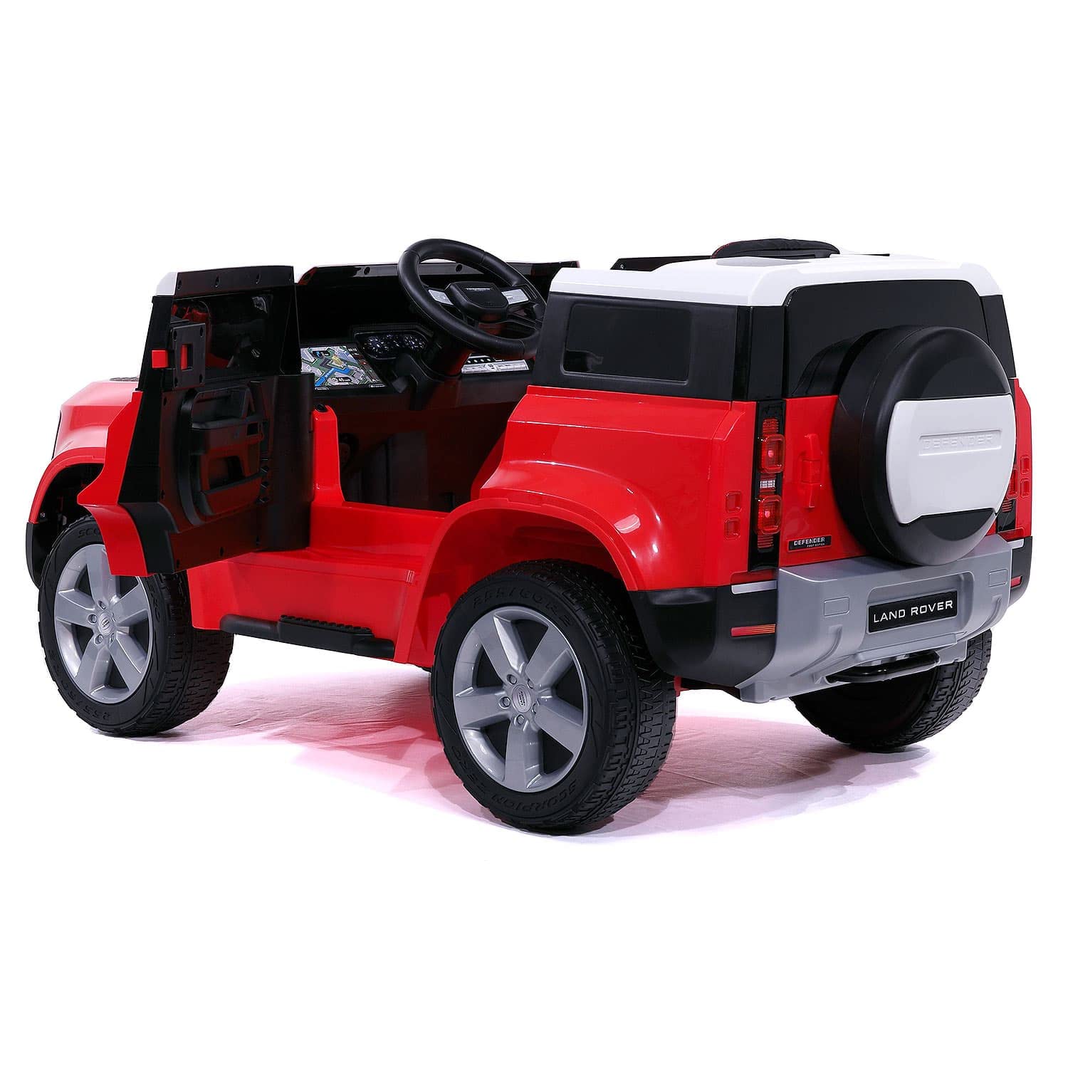 Modern Kids Land Rover Defender 12V Electric Ride-On Car with Parental Remote Control, MP3/USB Music Player, Leather Seat & LED Lights - Red Off-Road Adventure Vehicle for Boys & Girls (Ages 3-8) | Perfect for Outdoor Play, Birthday Gifts & Backyard Driving Fun
