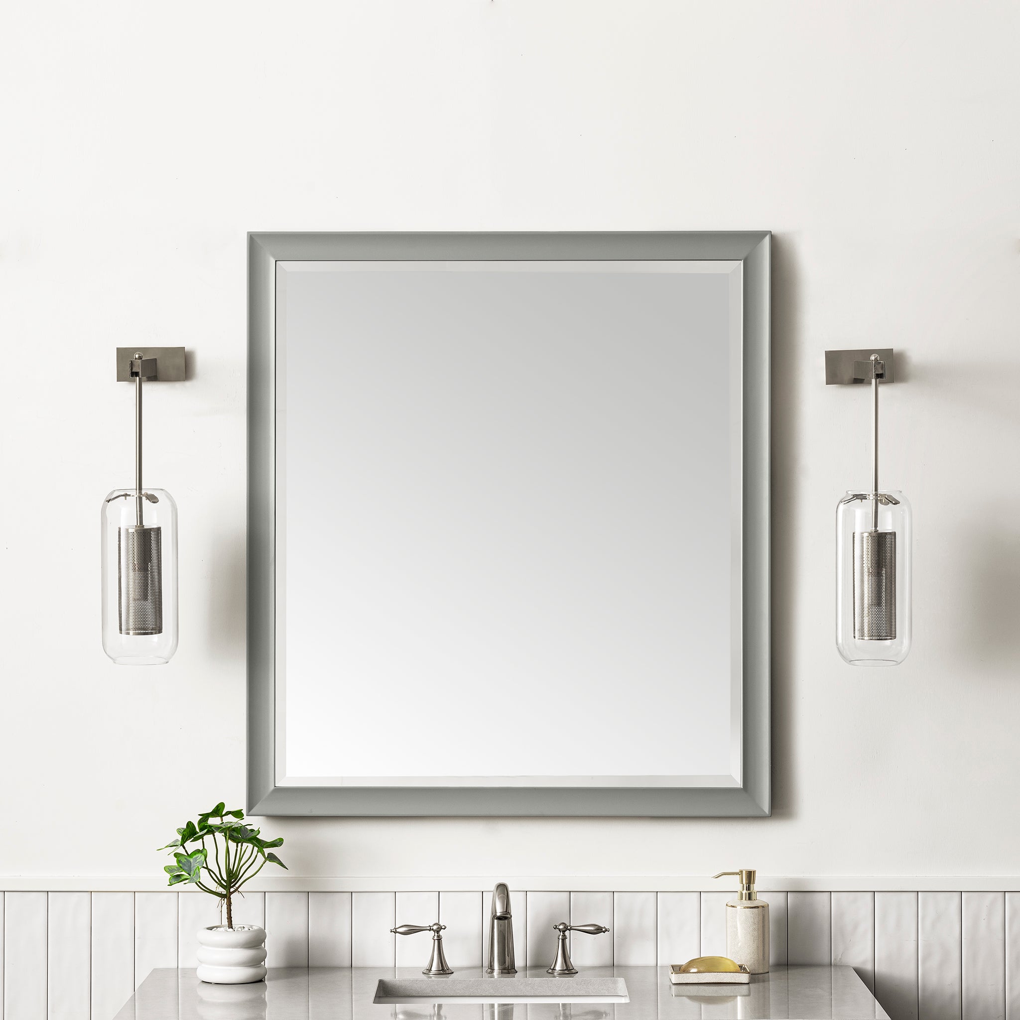 Glenbrooke 36-Inch Wall Mirror in Urban Gray - Modern Bathroom & Bedroom Decor for Home & Office