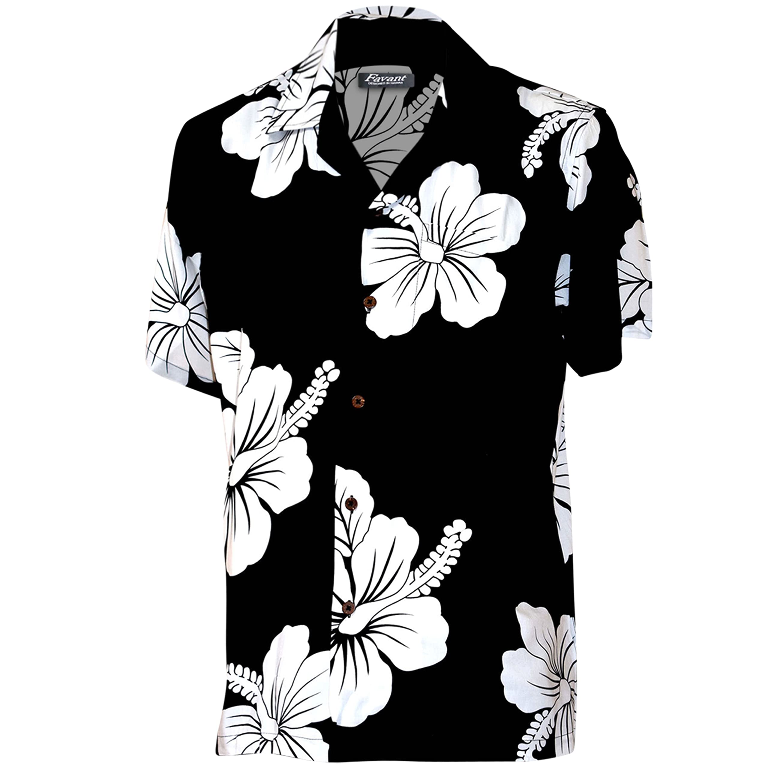 Favant Hawaiian Shirts for Men - Lightweight Quick-Dry Hibiscus Print Beach Shirt | Comfortable Aloha Shirt for Summer Vacation, Pool Party & Tropical Getaways