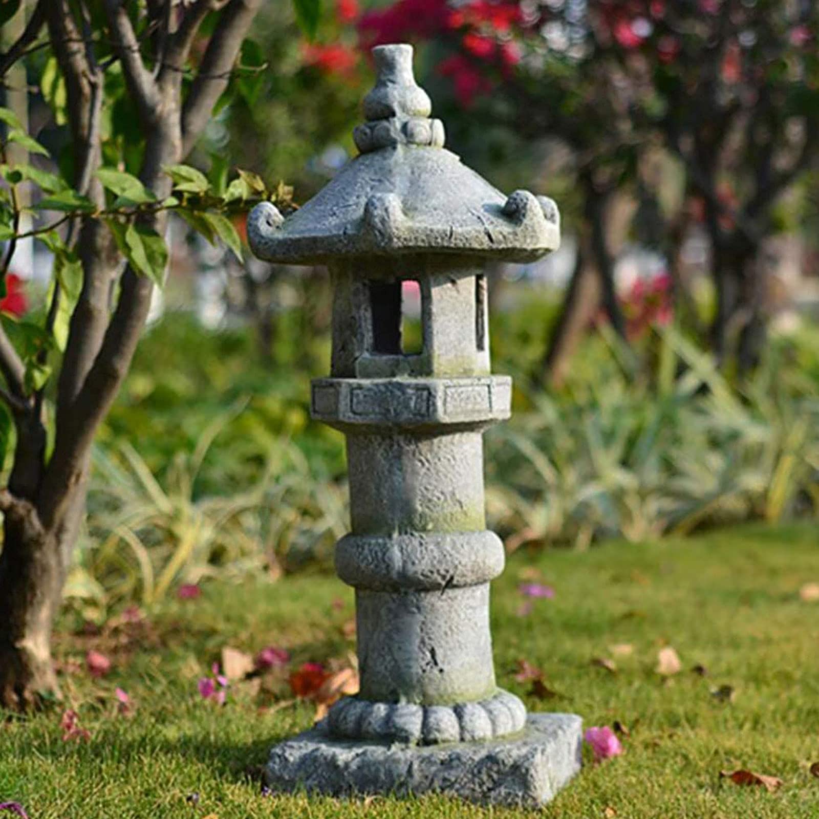 Japanese Style Solar LED Pagoda Lantern - Outdoor Garden Stupa Statue with Meditation Pavilion Design, Waterproof Landscape Lighting for Zen Garden, Patio, Yard Decor (Solar Powered) - Perfect for Meditation Spaces, Asian-Themed Gardens, and Nighttime Landscape Illumination