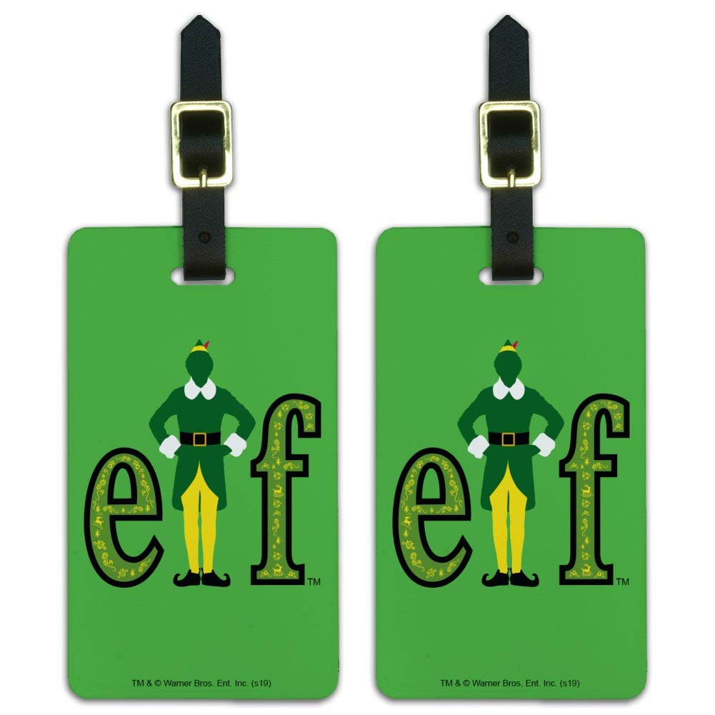 Elf Movie Logo Luggage ID Tags - Set of 2 Personalized Suitcase Tags for Travel, Carry-On Bags & Backpacks - Perfect for Holiday Travel & Christmas Gifts