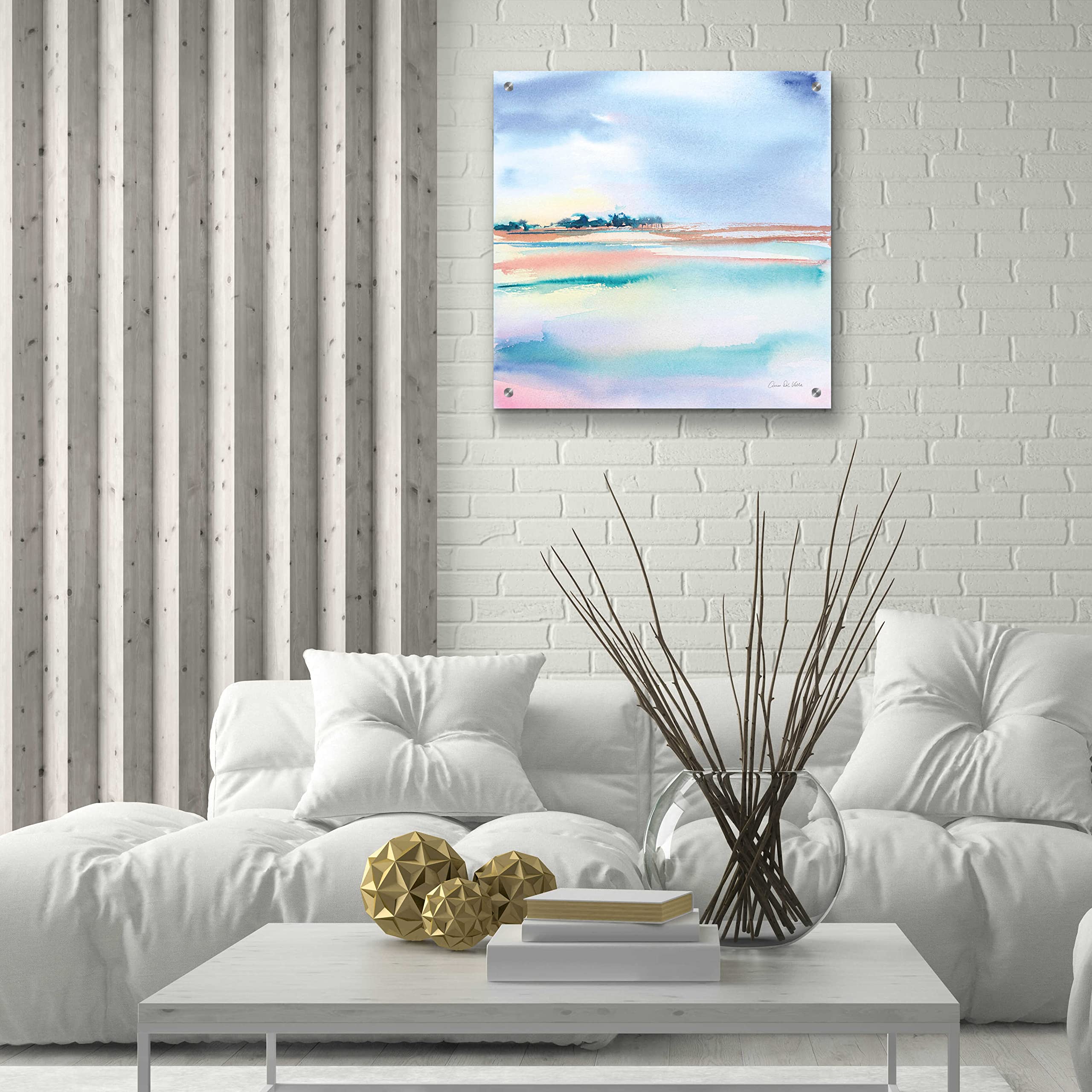Epic 'Water And Sand' Acrylic Glass Wall Art by Alan Majchrowicz - 24x24 Inches Modern Abstract Painting for Living Room, Bedroom & Office Decor