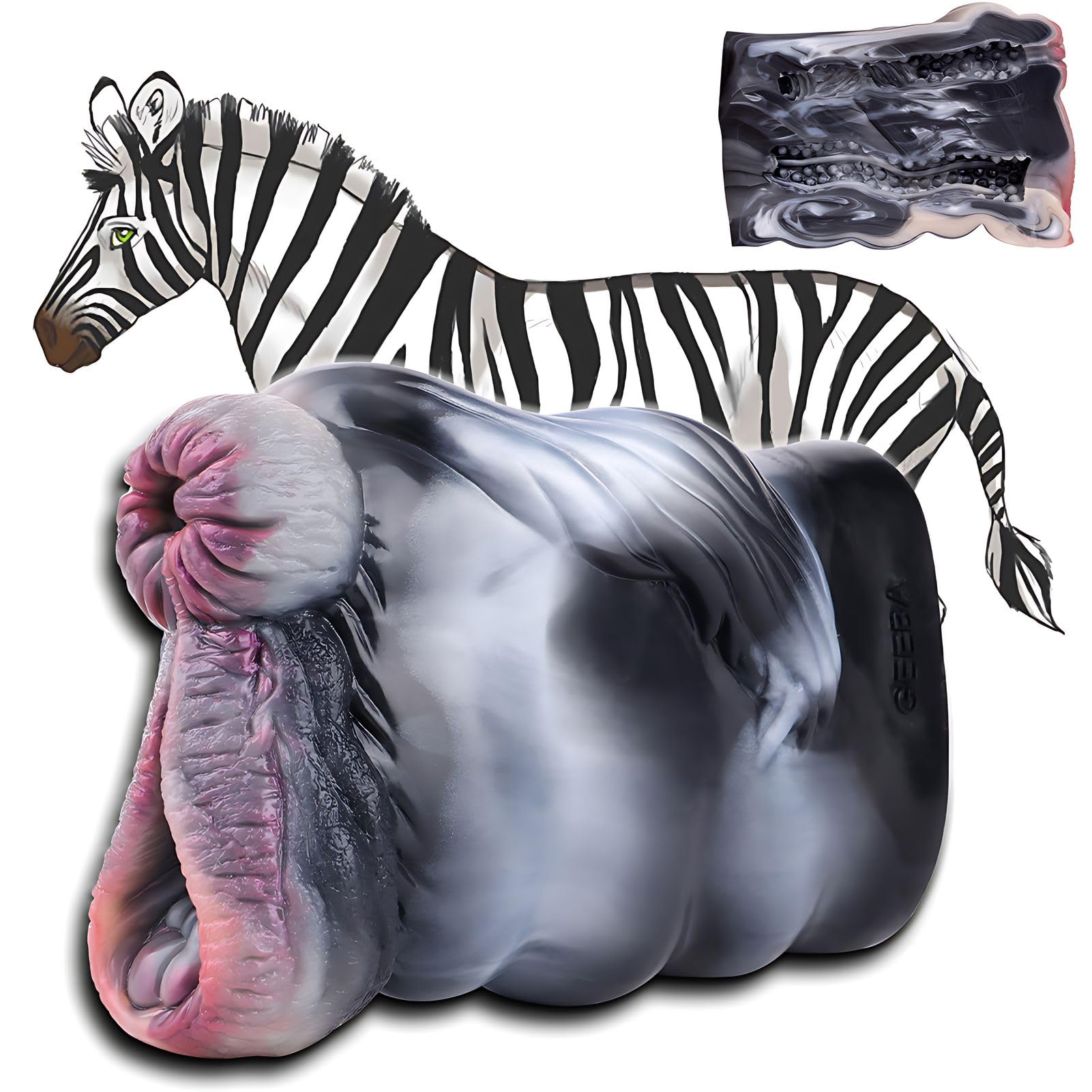 Lodnexem 2-in-1 Realistic Zebra Pocket Pussy - Lifelike Vagina & Tight Anal Opening for Intense Male Masturbation | Adult Sex Toy for Men | Perfect for Solo Play & Couples Fantasy Roleplay