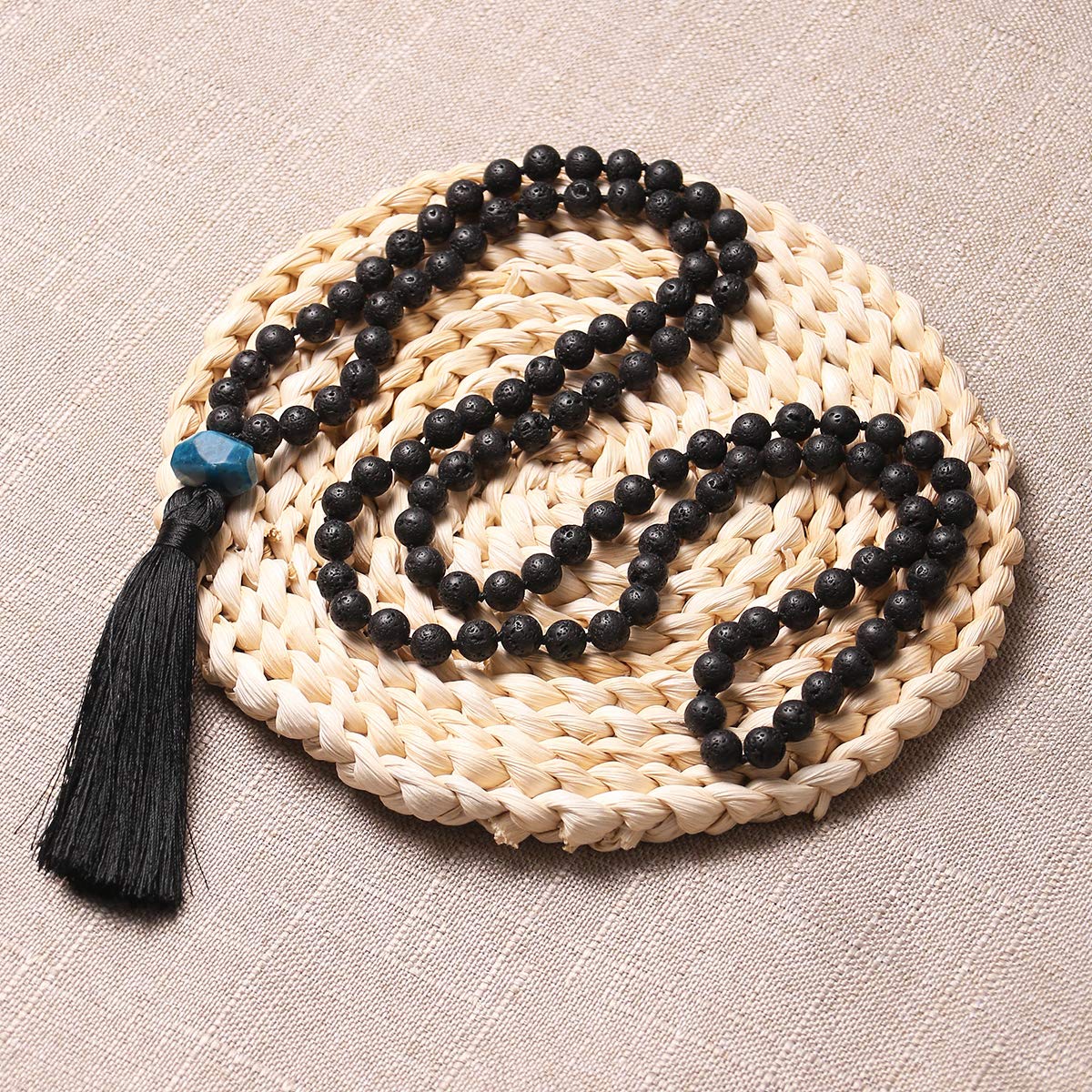 108 Mala Beads Necklace - 8mm Tibetan Prayer Beads for Yoga & Meditation - Hand Knotted Japa Mala Buddhist Rosary - Perfect for Mindfulness Practice, Stress Relief & Spiritual Healing