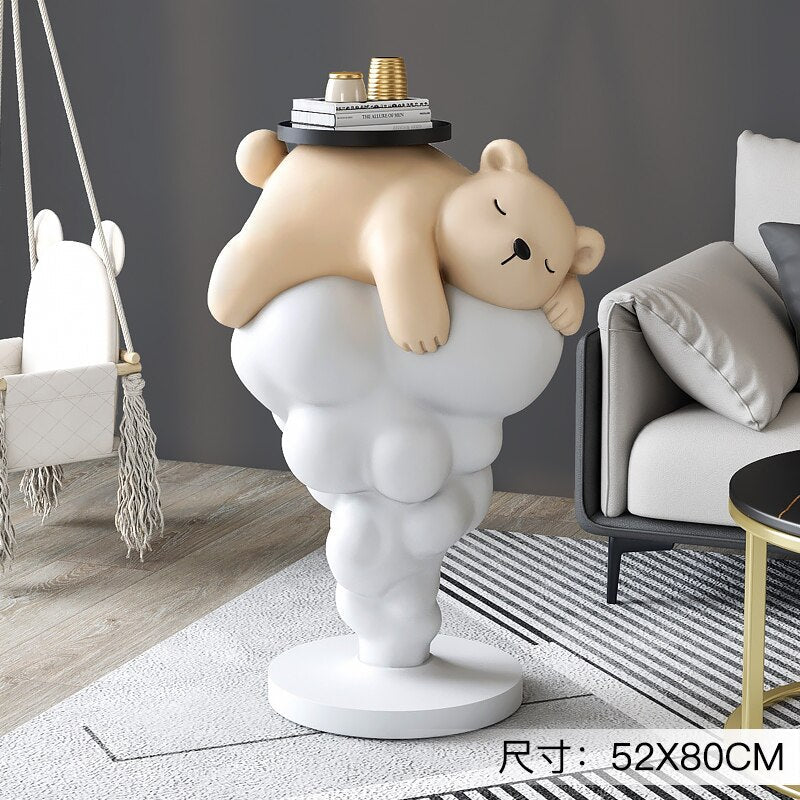 Bear on Clouds Statue Ornament - Handmade Resin Figurine for Home Decor, Gift & Collectible | Perfect for Living Room, Nursery & Bookshelf Display