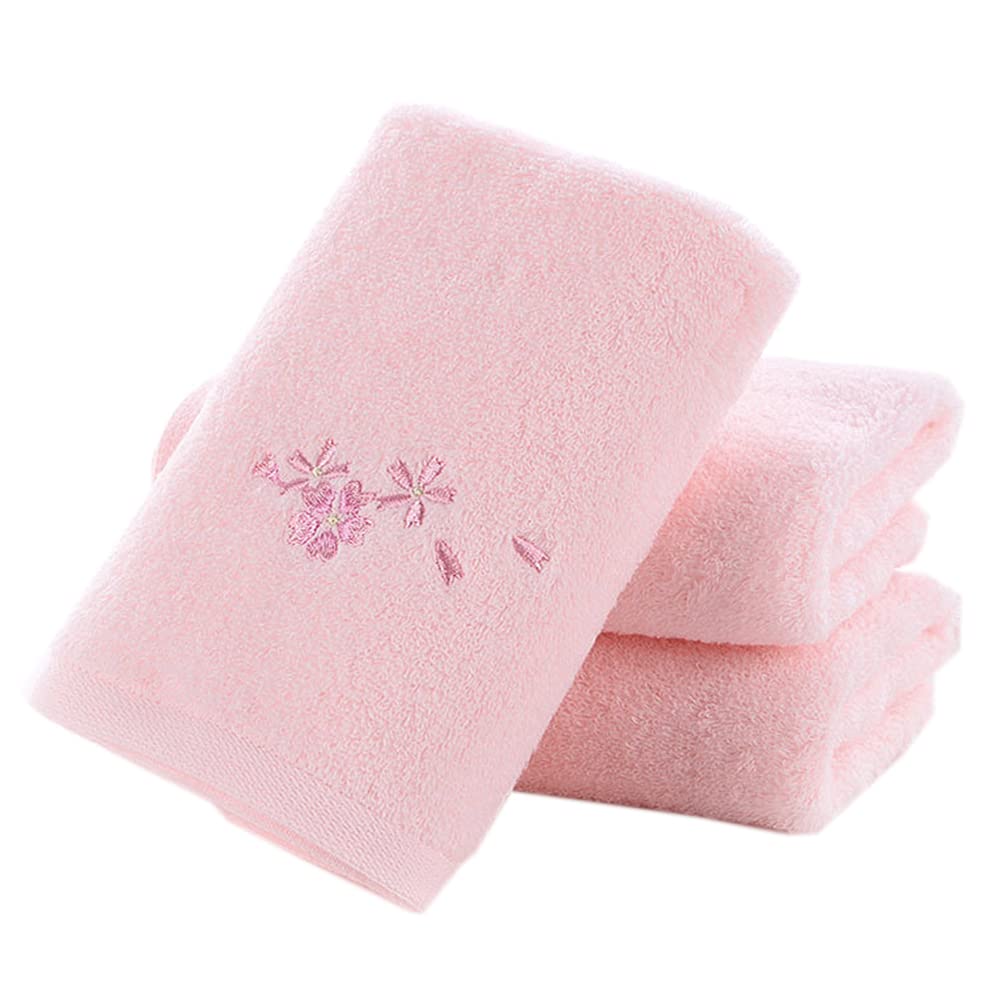 Premium 3-Piece Embroidered Floral Hand Towel Set - 100% Cotton, Soft & Absorbent Bath Towels for Kitchen, Bathroom & Guest Use (Pink) - Decorative & Functional Home Essentials