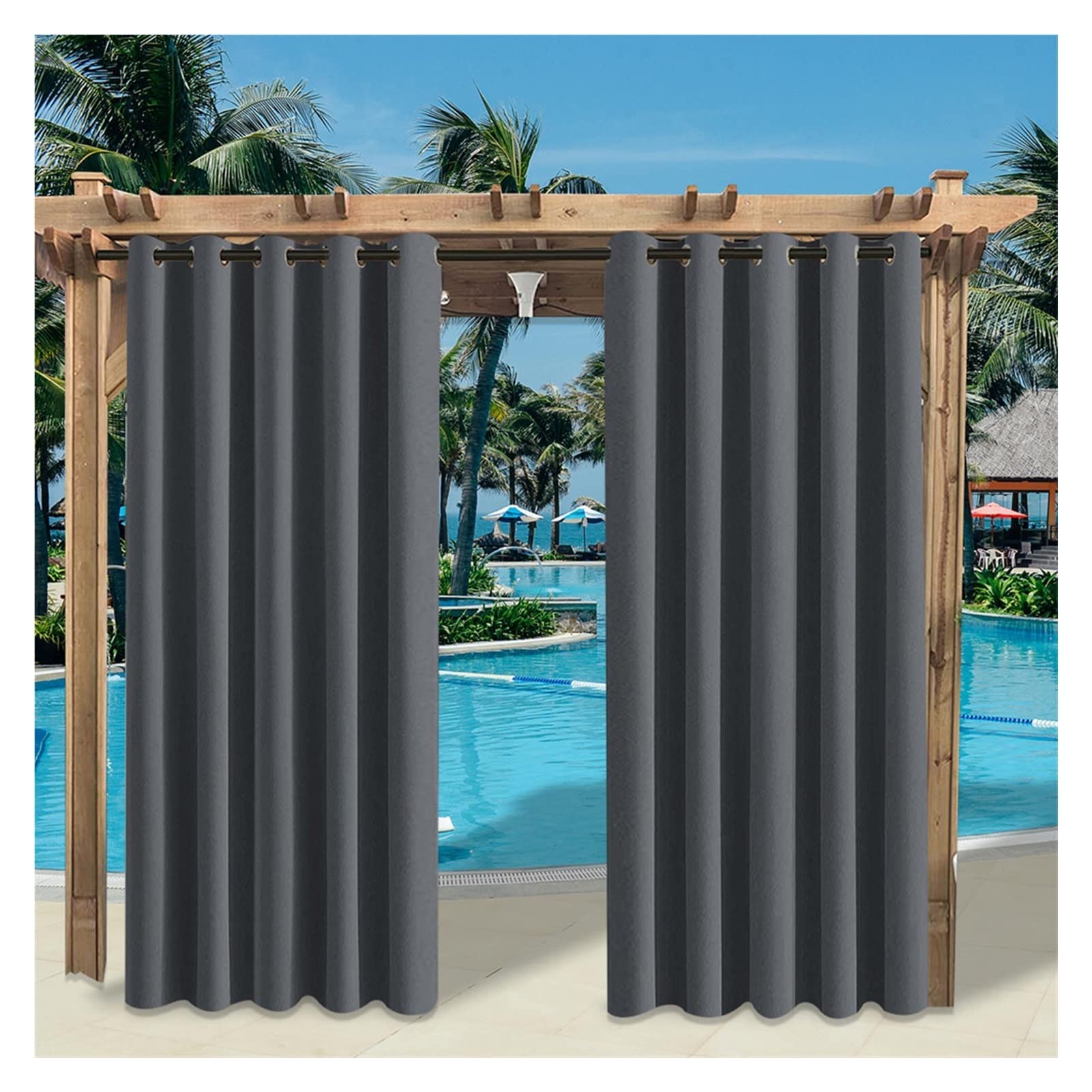 Waterproof Blackout Outdoor Curtains for Patio Privacy - 5x2.7m UV Protection Garden Drapes with Grommets (Custom Colors) - Perfect for Backyard, Balcony & Poolside Shade