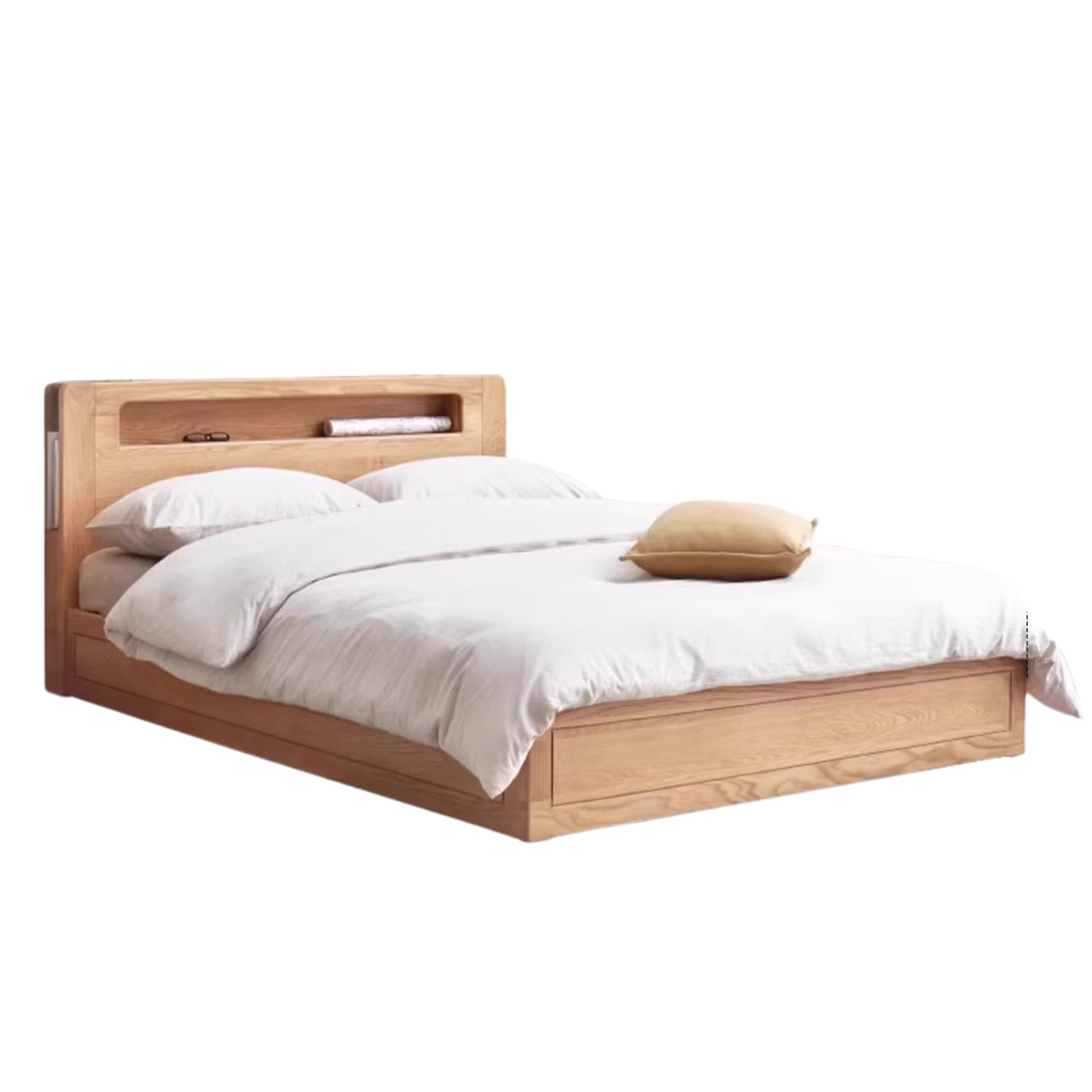 Natural Wood Color low bunk New style straight back luminous box bed