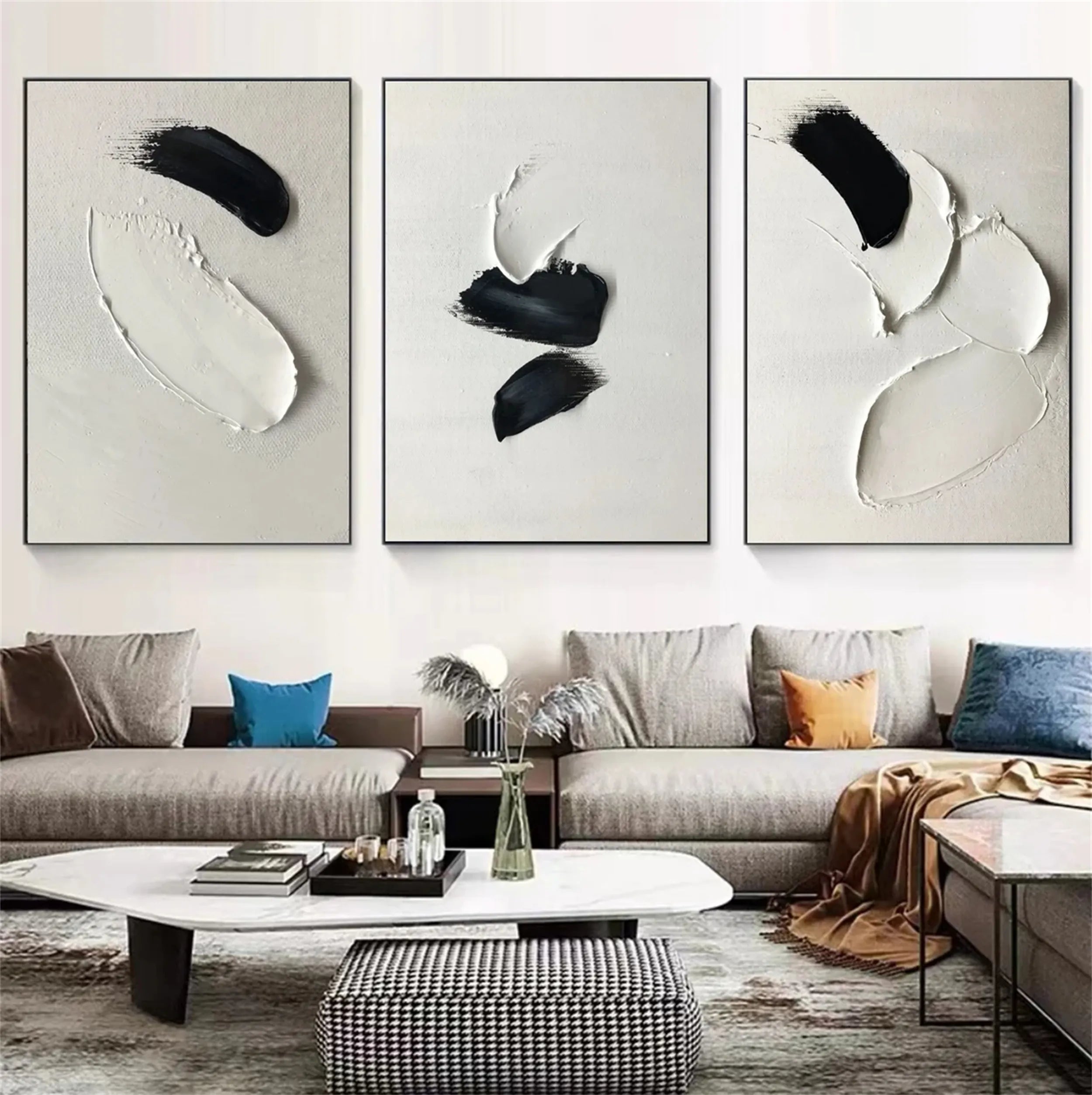 Minimalist Balance Canvas Painting Set of 3 - Modern Abstract Wall Art for Living Room, Bedroom & Office Decor #MM286