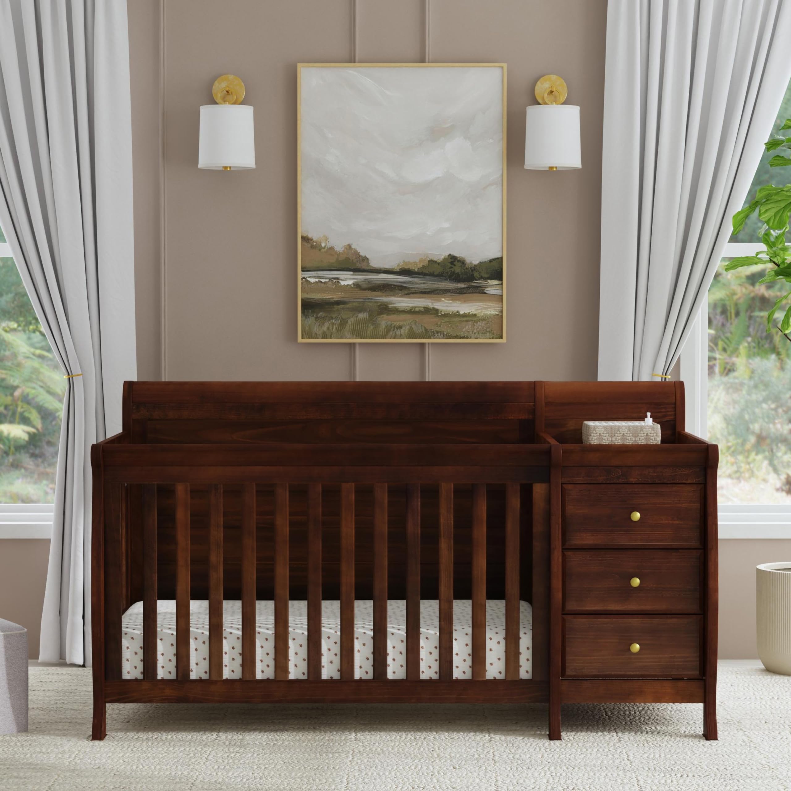DaVinci Kalani 4-in-1 Convertible Baby Crib with Changing Table - GREENGUARD Gold Certified - Converts to Toddler Bed, Daybed & Full-Size Bed - 4 Adjustable Mattress Heights - White - Perfect for Nursery, Bedroom & Guest Room