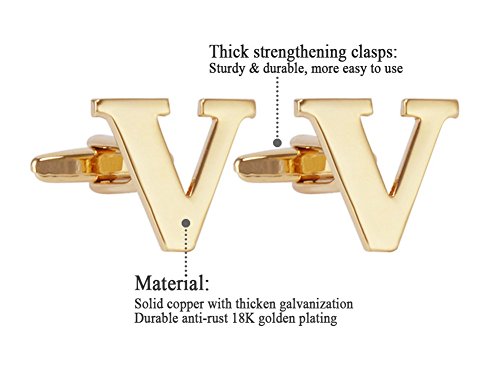 Men's Gold Alphabet Cufflinks - Elegant Initial Letter Cuff Links Set with Gift Box for Weddings, Business & Formal Events