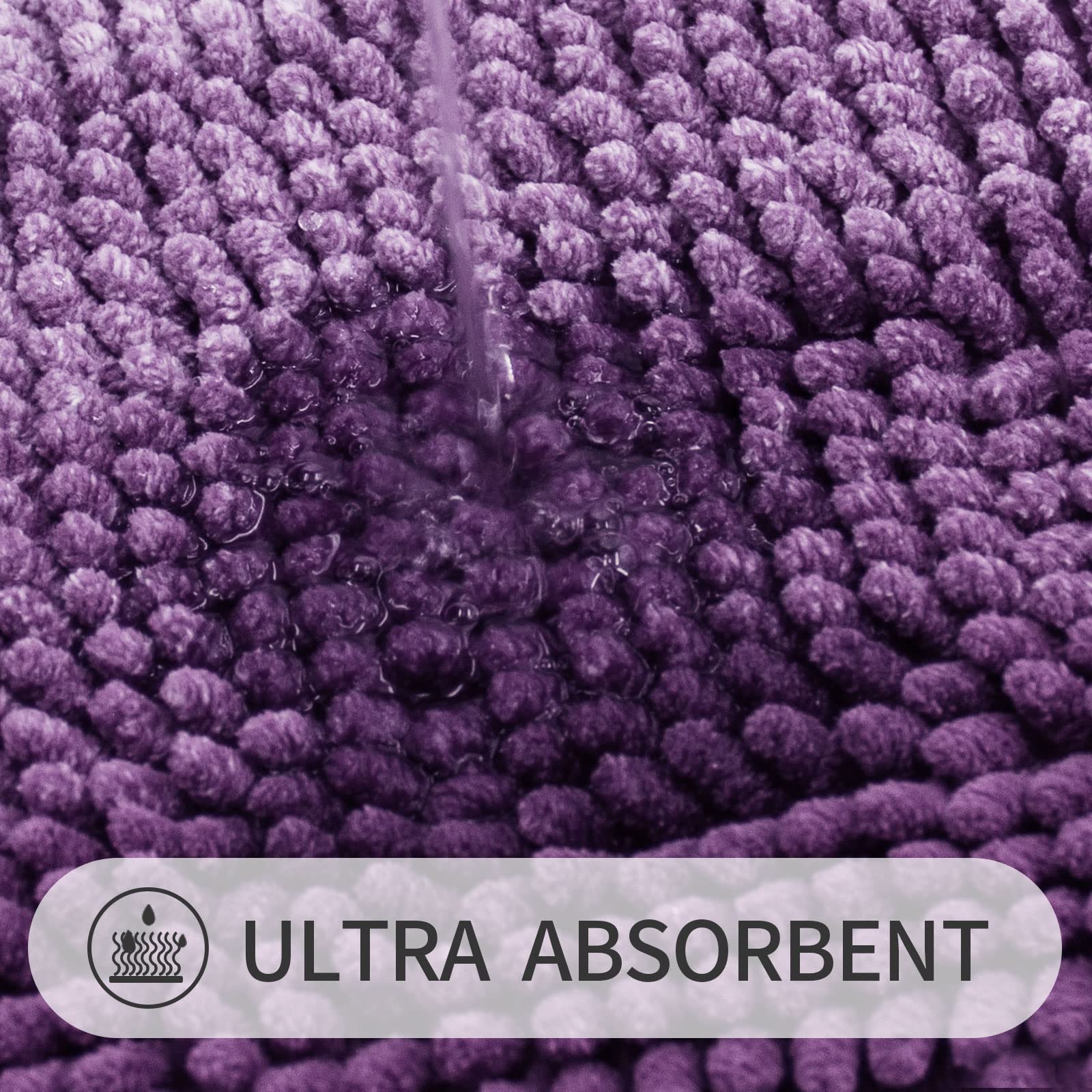 Premium Non-Slip Chenille Bathroom Rug Set - 2 Piece Absorbent Shower Mat & Bath Floor Mat, Quick Dry Bathroom Decor for Tub (16