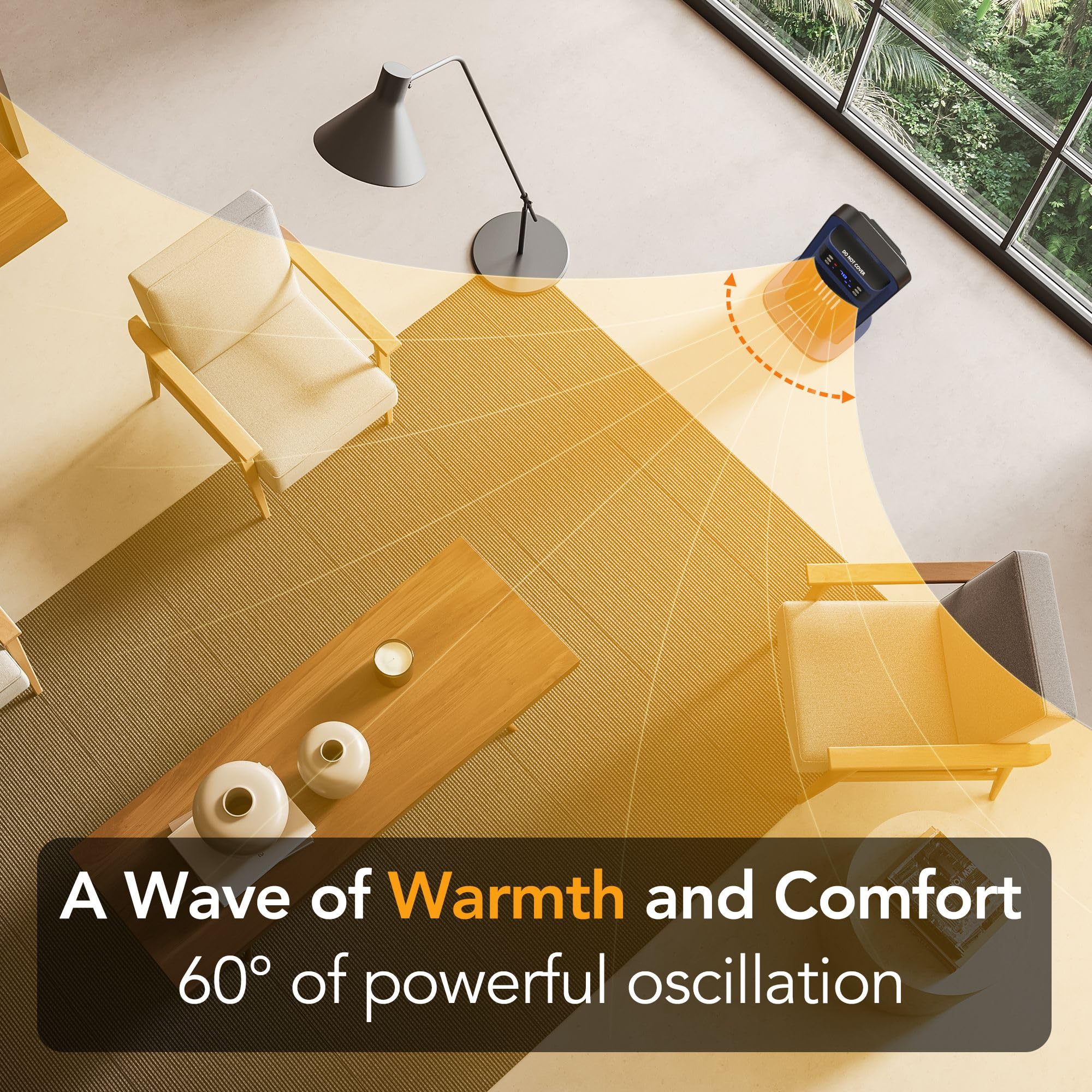 1500W Portable Space Heater with Remote Control, Thermostat & 24H Timer - 26 Inch Oscillating Indoor Heater for Bedroom, Office, Living Room | Overheat Protection & 50° Wide-Angle Heating | Navy Blue Energy Efficient Room Warmer
