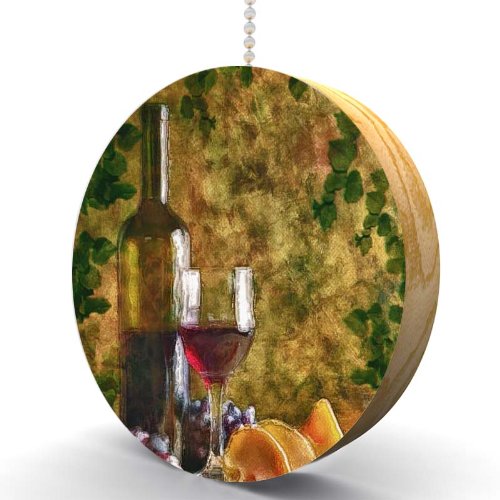 Hardwood Oak Fan Pull - Wine & Cheese Decor for Kitchens