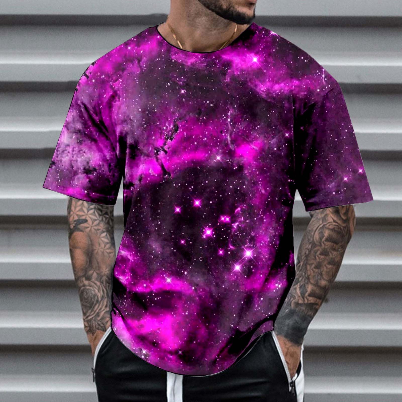3D Printed Galaxy Solar System Planets Nebula T-Shirt for Men - Outer Space Crewneck Short Sleeve Tee - Perfect for Astronomy Lovers, Sci-Fi Fans & Casual Wear