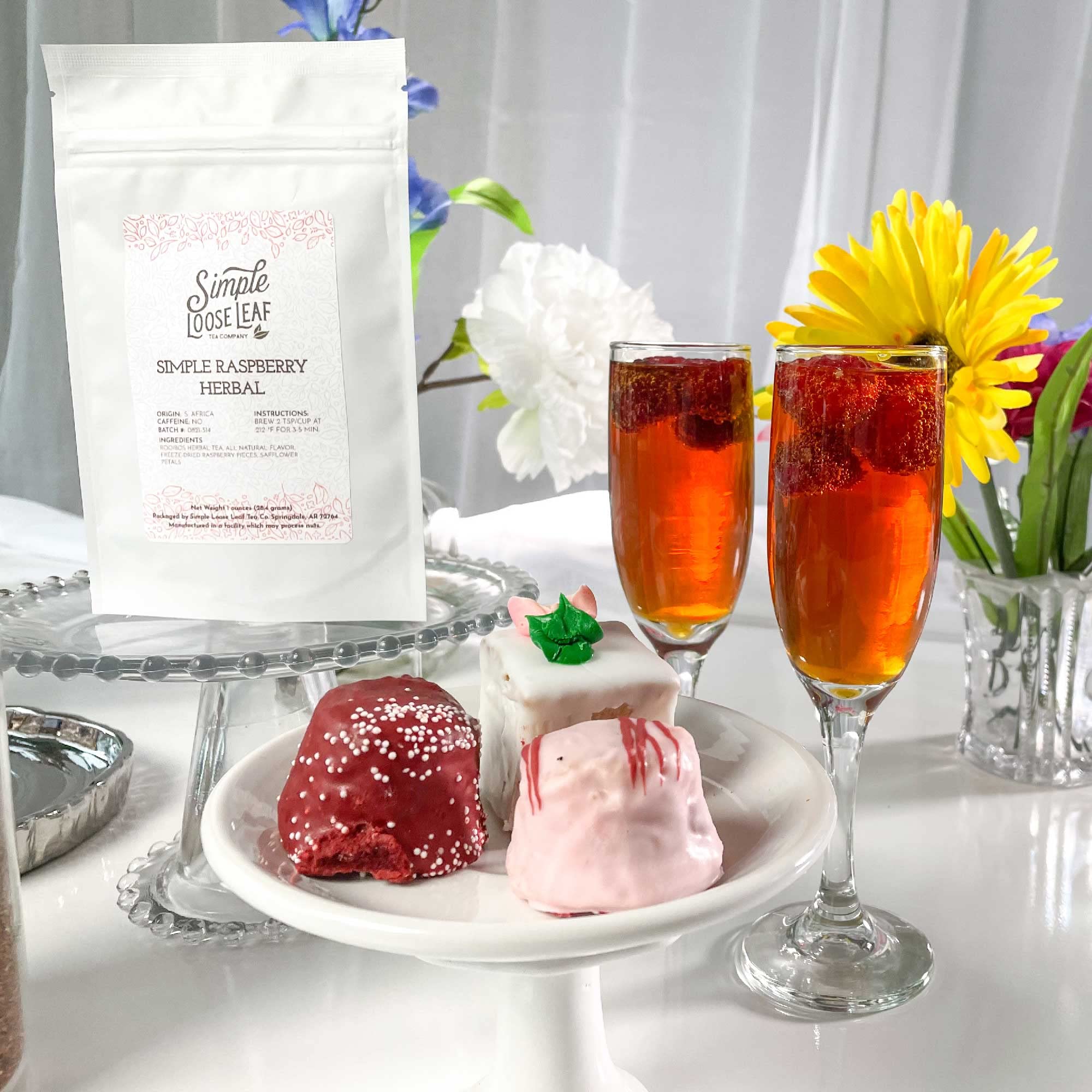 Premium Loose Leaf Raspberry Herbal Tea - Caffeine Free, Rich & Sweet Flavor - 4oz Bag - Perfect for Relaxation, Afternoon Tea & Gift Giving
