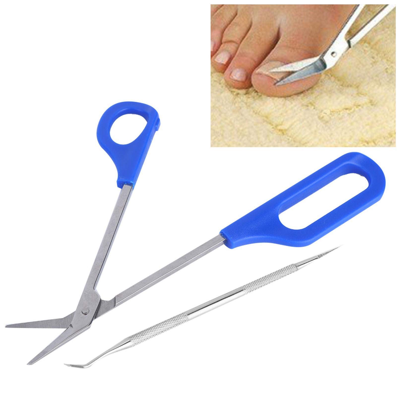 Premium Stainless Steel Toe Nail Clippers for Thick & Ingrown Toenails - Ergonomic Grip Handle Nail Clipper Set with Nail Scissors & File - Ideal for Seniors, Men & Adults - Perfect for Home Pedicure & Foot Care
