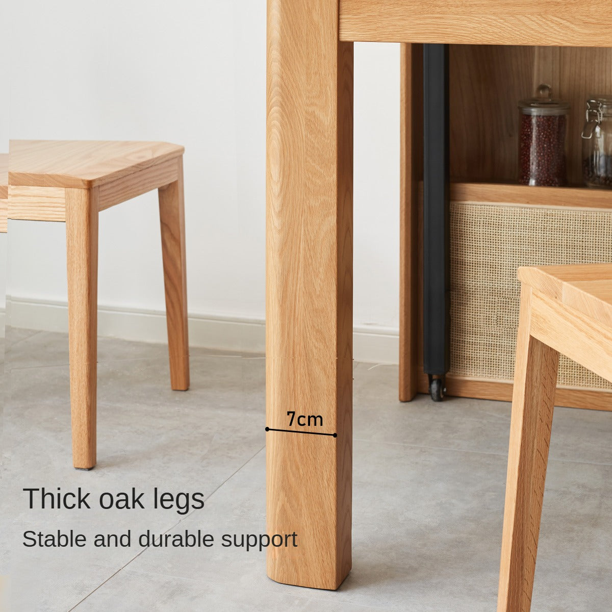 Solid Oak Wood Extendable Dining Table with Sideboard - Perfect for Small Spaces, Dining Rooms, and Multi-Purpose Areas