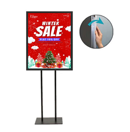 20x24 Double Pole Floor Stand Sign Holder - 1 1/4