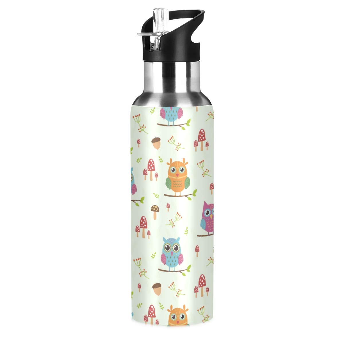 Moudou 20oz Stainless Steel Vacuum Insulated Water Bottle with Straw Lid - Double Wall Thermal Flask for Gym, Hiking & Outdoor Activities