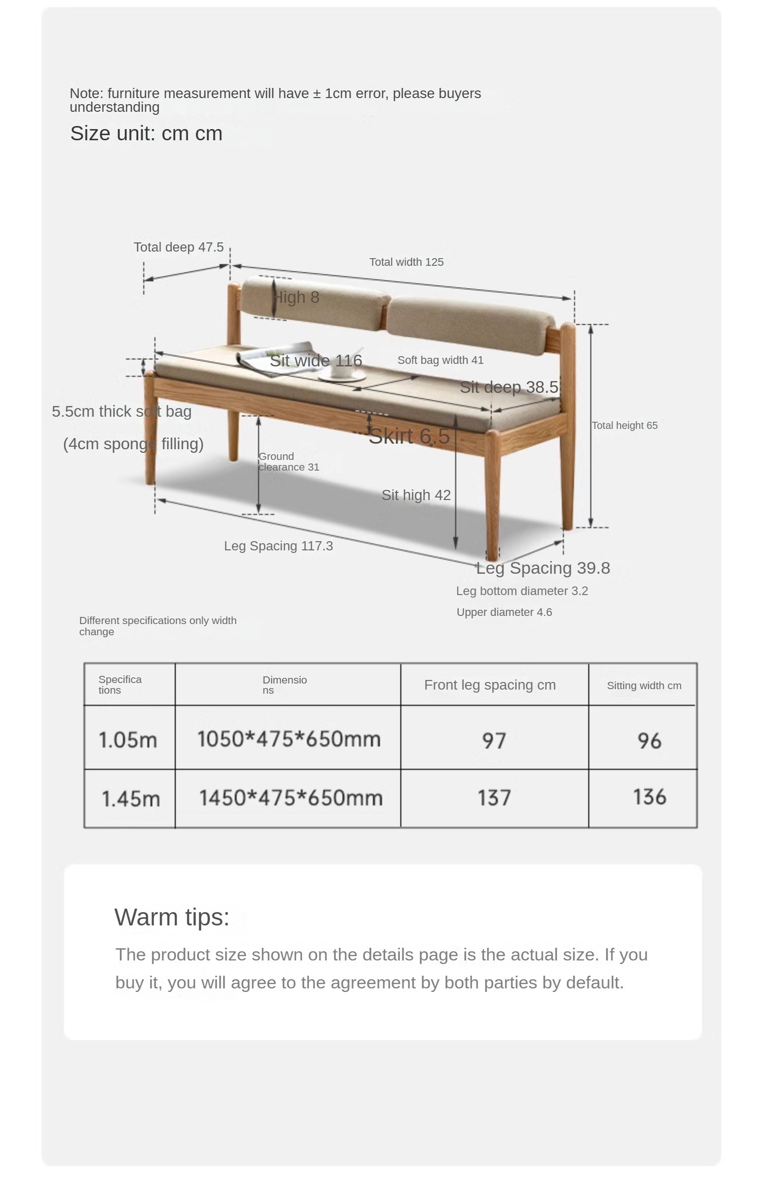 Solid Oak & Black Walnut Wooden Soft Bench - Handcrafted Wooden Stool for Entryway, Bedroom, Living Room & Outdoor Use