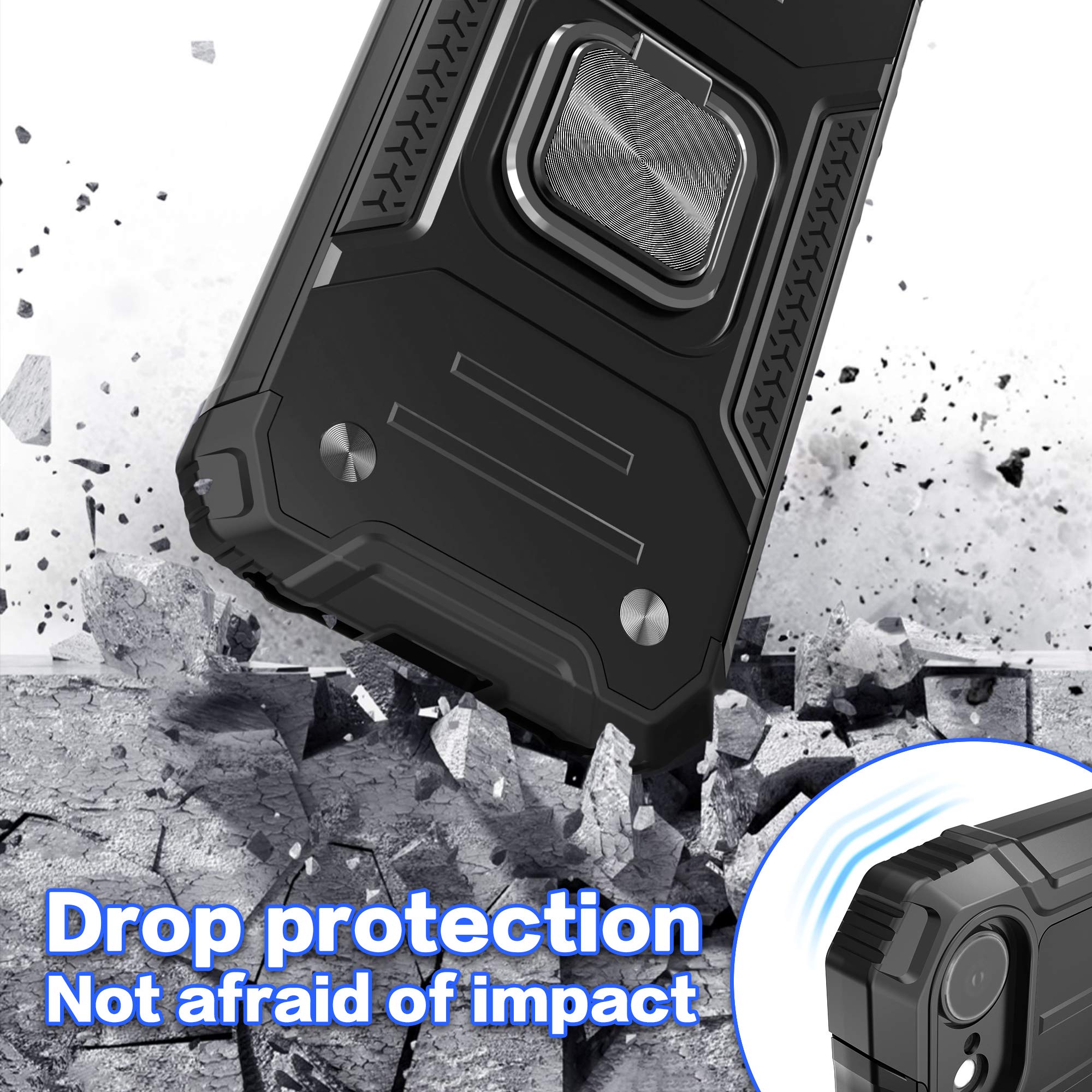 **Shockproof iPhone XR Case with Built-in Screen Protector - Heavy Duty Drop Tested, Lightweight Protective Cover with Kickstand & Car Mount - Perfect for Outdoor, Travel & Daily Use (Black)**