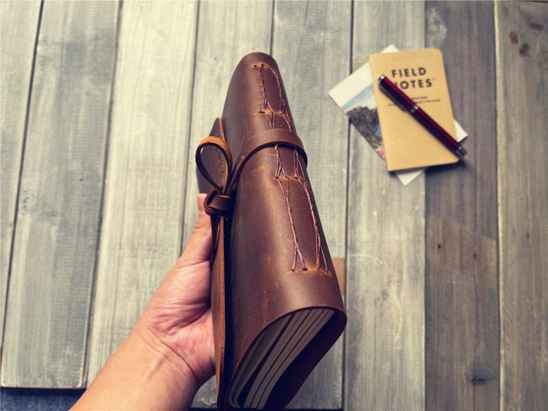 Vintage Handmade Leather Bound Journal - Classic Writing Notebook for Travel, Journaling & Gift Giving - Premium Leather Diary with Blank Pages for Men & Women