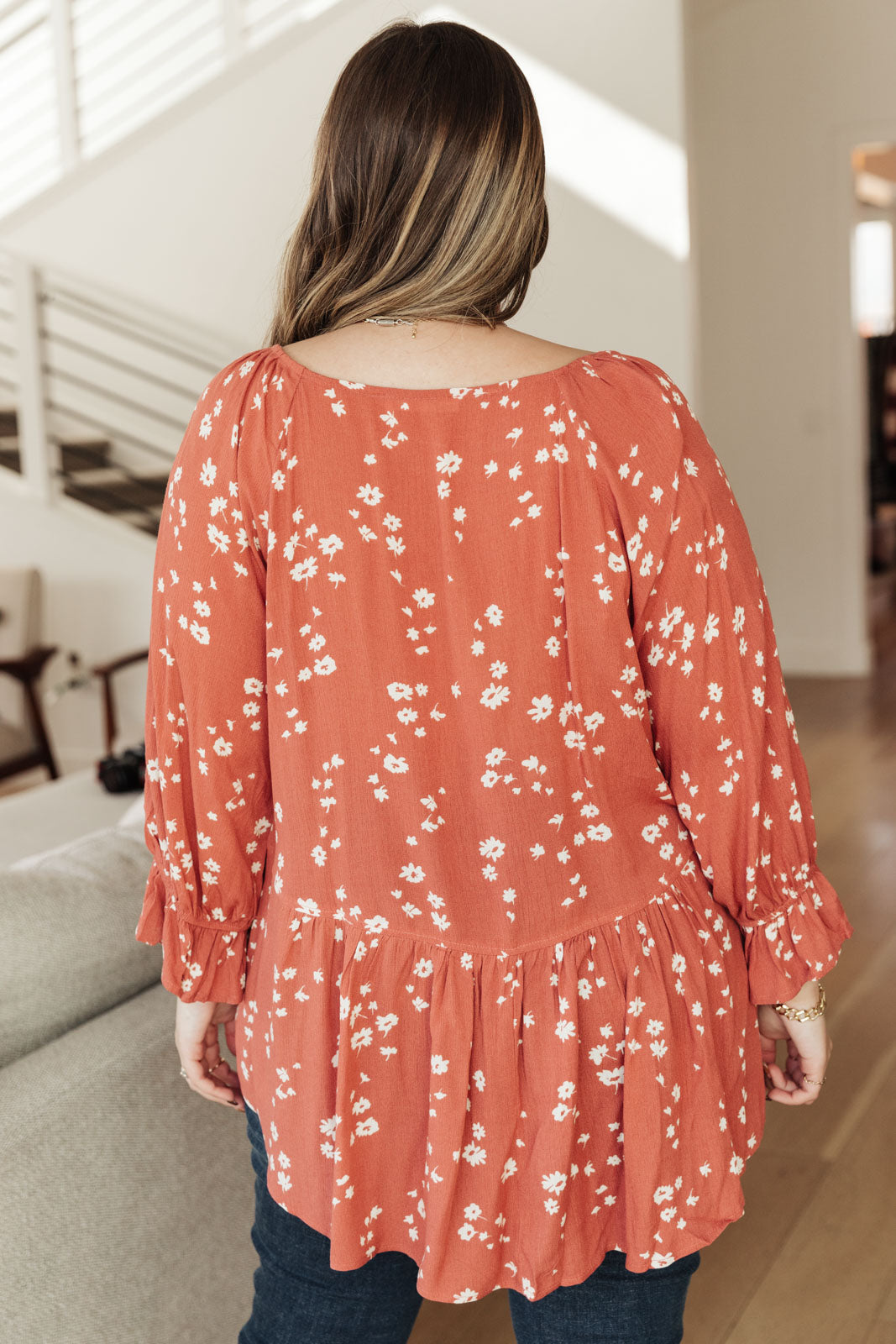 Stylish Daisy Flow Blouse in Rust Color - Perfect for Casual Outings, Office Wear & Spring Fashion