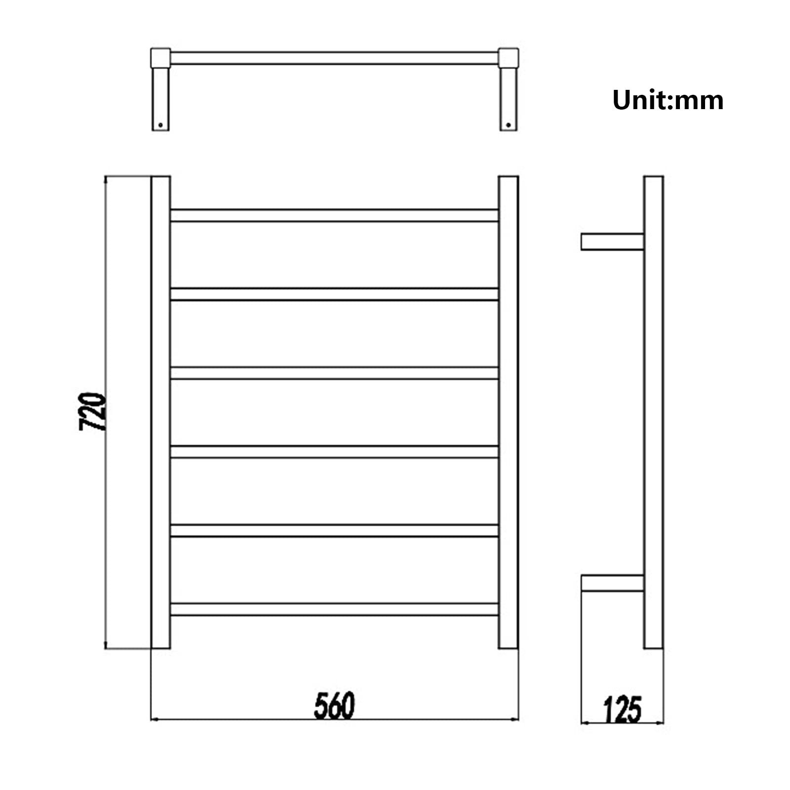 Electric Heated Towel Rack - 6 Round Bar Wall Mounted Stainless Steel Towel Warmer for Bathroom | Low Energy Consumption | Modern Bright Design | Hardwired Installation | Perfect for Spa, Luxury Hotels & Cozy Home Bathrooms