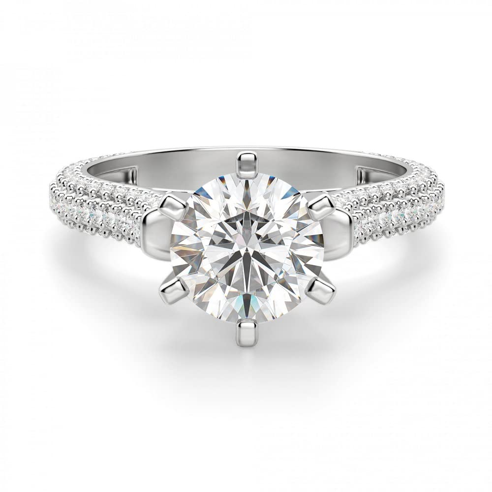 2 CT Round Moissanite Engagement Ring Wedding Bridal Set, Diamond Anniversary Ring, Solitaire Halo-Setting Vintage Silver Ring for Women - Perfect for Proposals, Weddings & Special Occasions