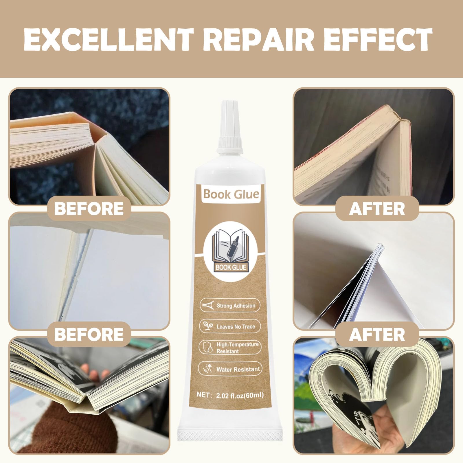 120ml Book Binding Glue - Strong Waterproof Adhesive for Book Repair, Crafts & Kraft Paper | Clear Drying Bookbinder's Glue for DIY Projects, Scrapbooking & Hardcover Restoration