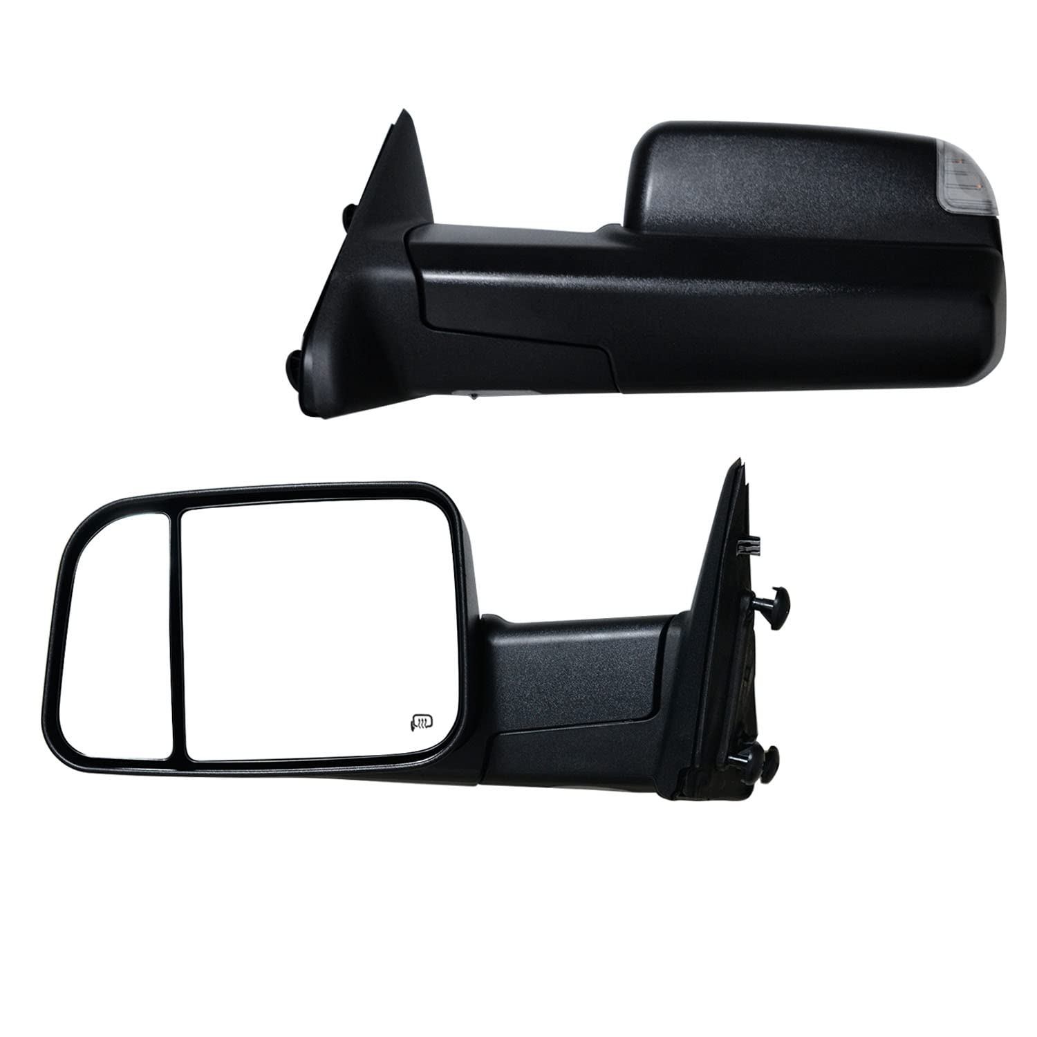 AERDM Black Towing Mirrors with Temperature Sensor & Turn Signal - Compatible with 2009-2015 Ram 1500, 2010-2015 Ram 2500/3500 - Puddle Lights & Durable Housing - Perfect for Night Driving & Heavy-Duty Towing