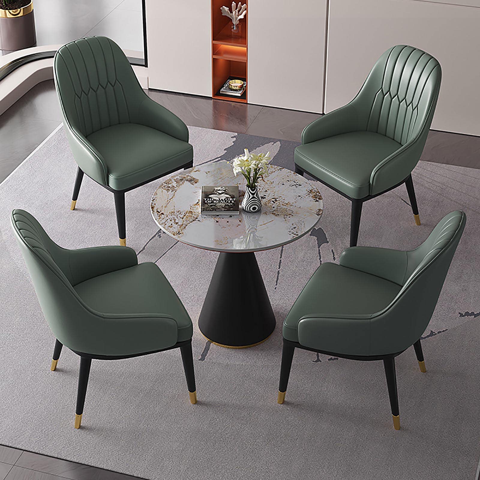ZNMDOK 5-Piece Counter Height Dining Set with Round Table & 4 Upholstered Chairs, Perfect for Kitchens, Dining Rooms, Bars, and Small Spaces