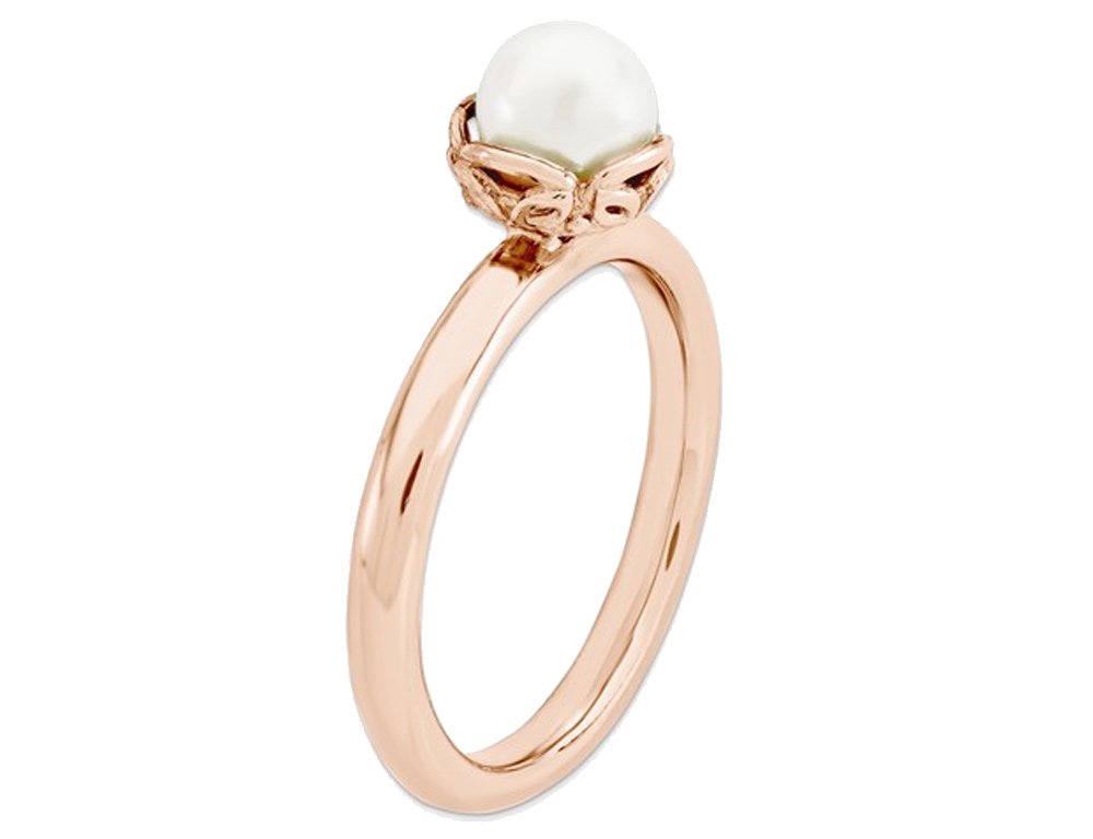 Rose Pink Freshwater Cultured Pearl Ring in Sterling Silver - Elegant Jewelry for Weddings, Anniversaries & Special Occasions