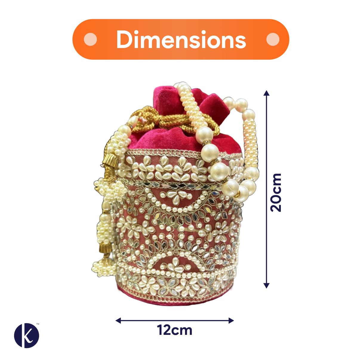 Elegant Kundhadiya Collections Pearl Potli Bags for Women - Velvet Pink Wedding Clutch | Stylish Indian Beaded Handbag for Ladies | Perfect for Bridal Party, Festivals & Special Occasions
